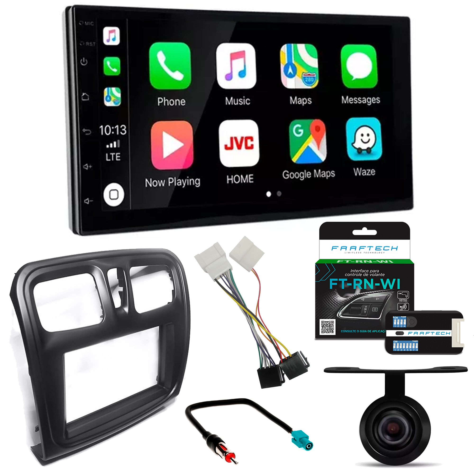COMP Kit Multimidia 7" Android 13 2+32GB Logan e Sandero 2015 + Câmera de ré + Chicotes + Interface