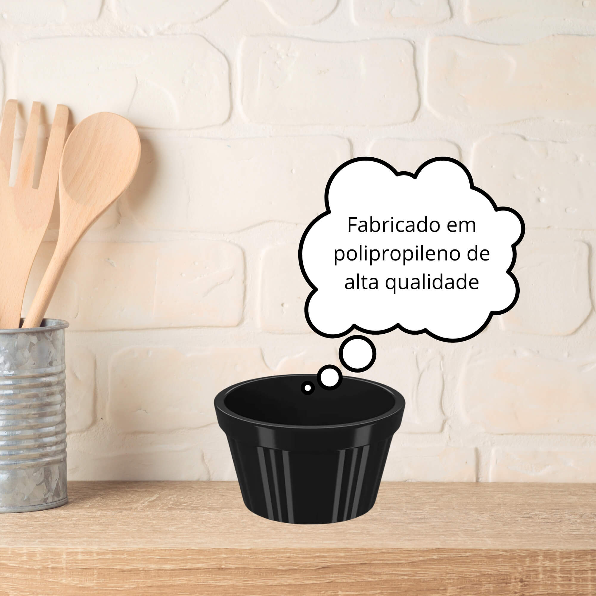 COMP Kit com 4 Tigelas Ramekin Coza Uno 90ml Preto Brinox - 10161/0008