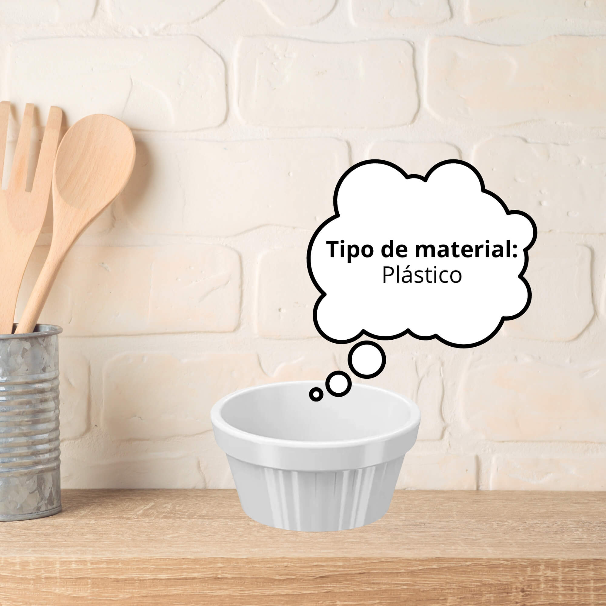 COMP Kit com 4 Tigelas Ramekin Uno 30ml Branca Brinox - 10159/0007