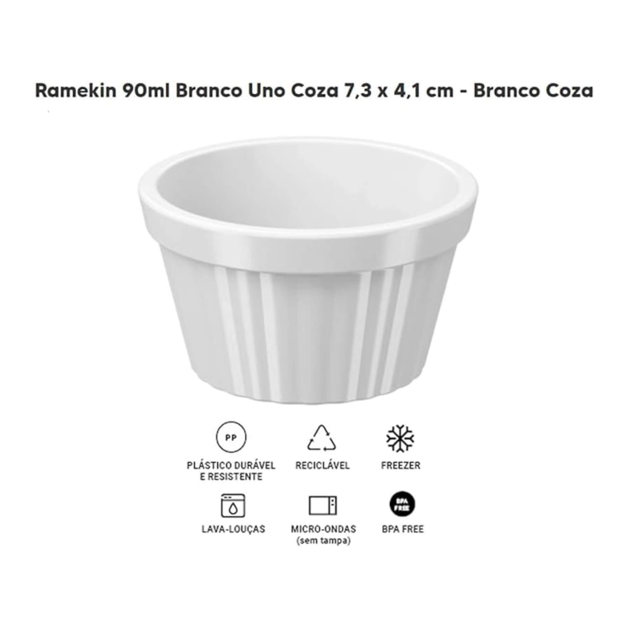 COMP Kit com 4 Tigelas Ramekin Uno 90ml Branca Brinox - 10161/0007
