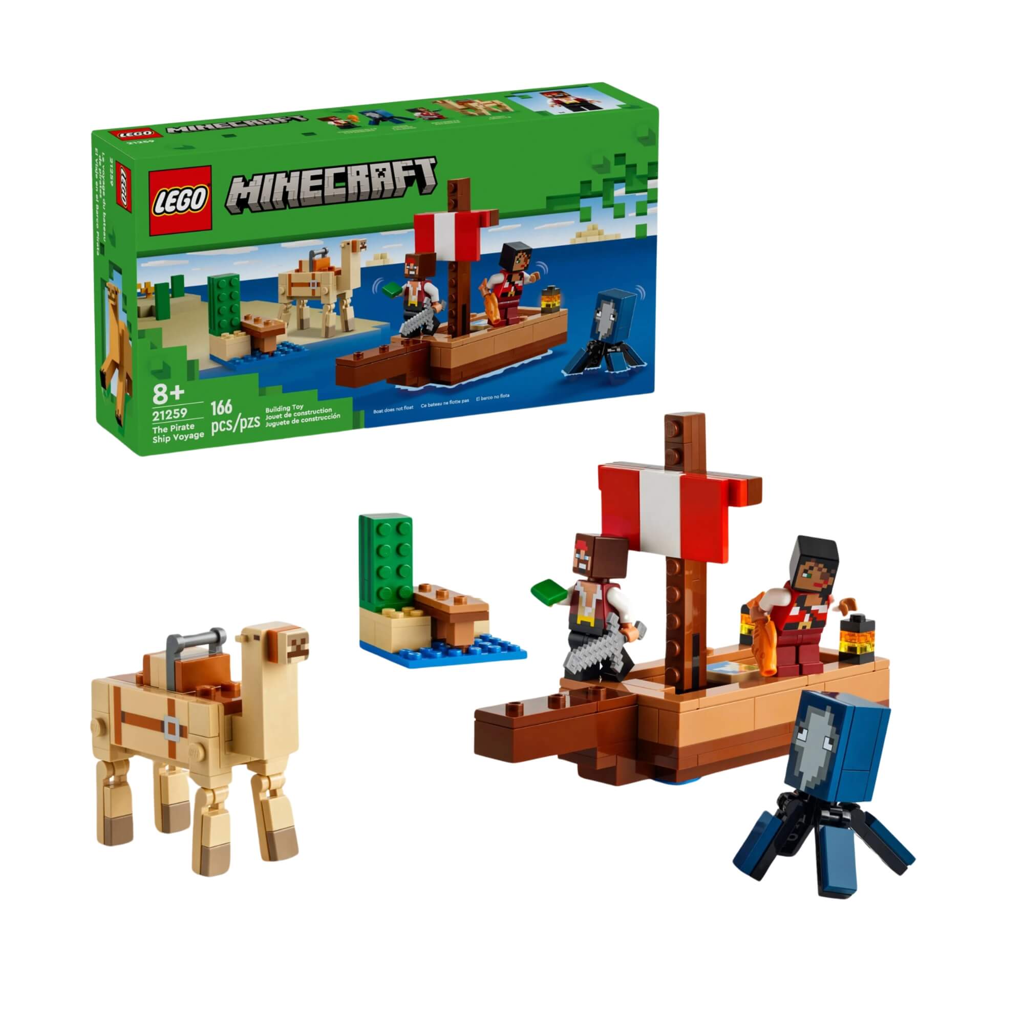 LEGO Minecraft A Viagem do Navio Pirata 166 Peças Brinquedo - 4111121259
