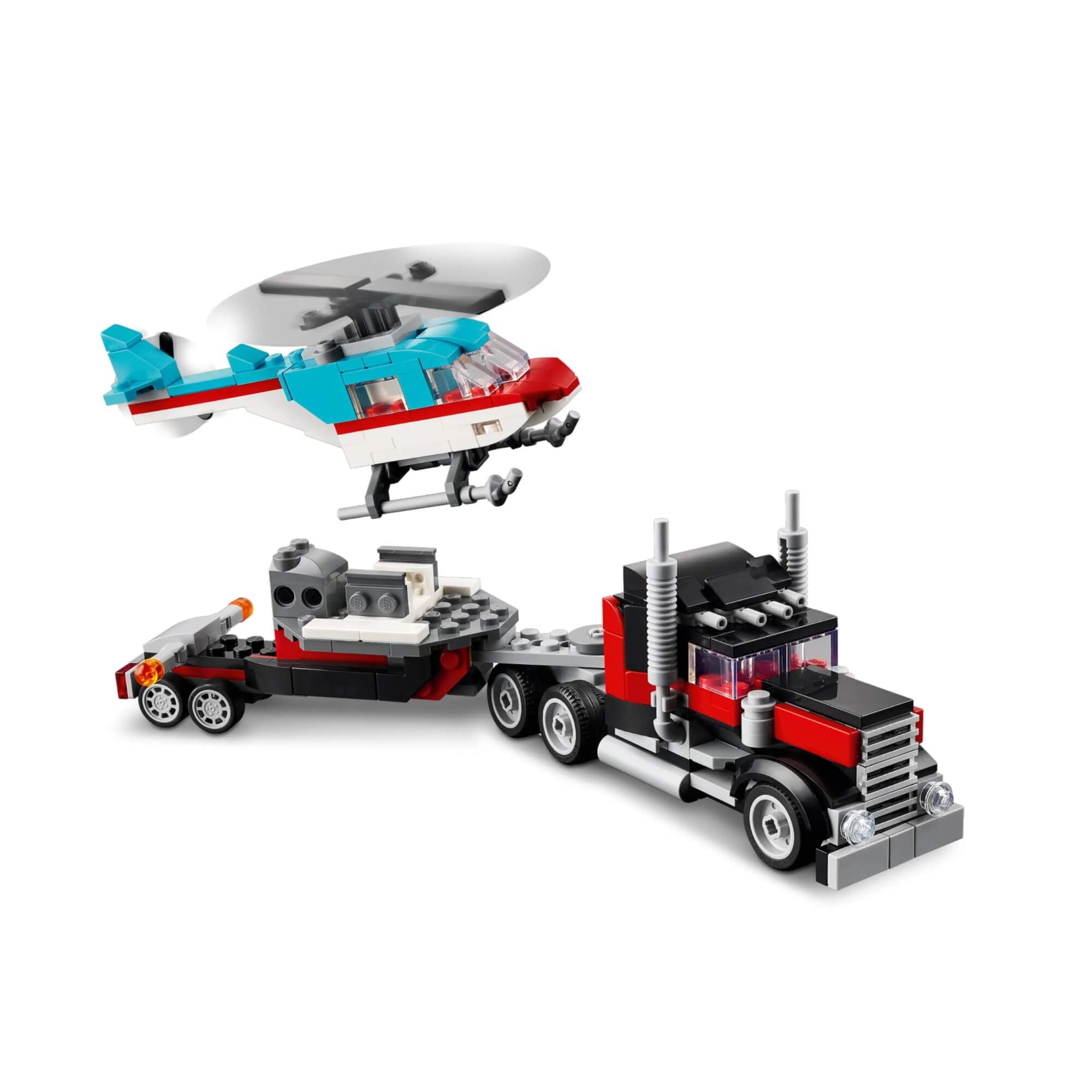 LEGO Creator 3 em 1 Caminhão Plataforma com Helicóptero 270 Peças - 4111131146