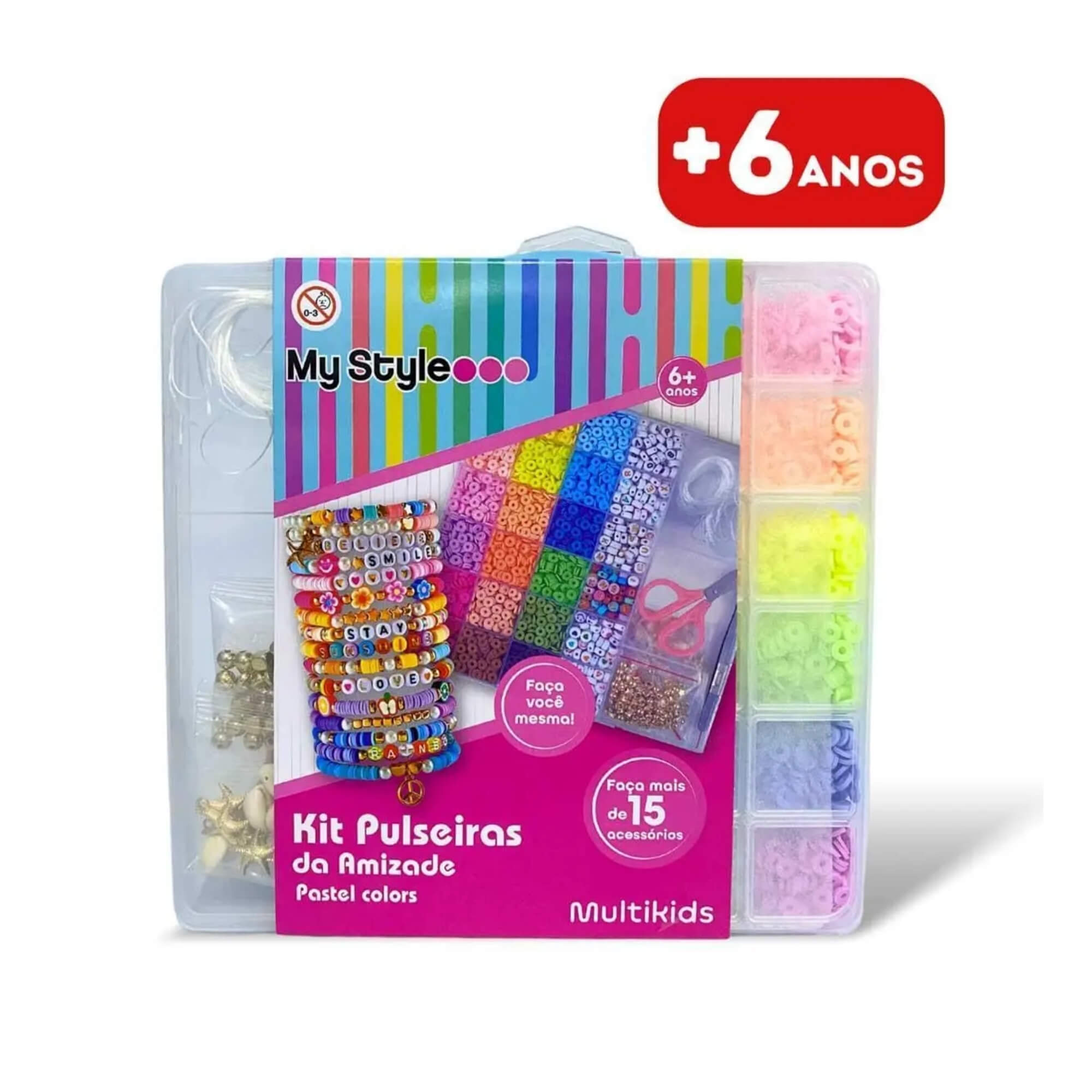 Brinquedo Infantil Kit Pulseiras da Amizade M Pastel Colors Multikids - BR2313