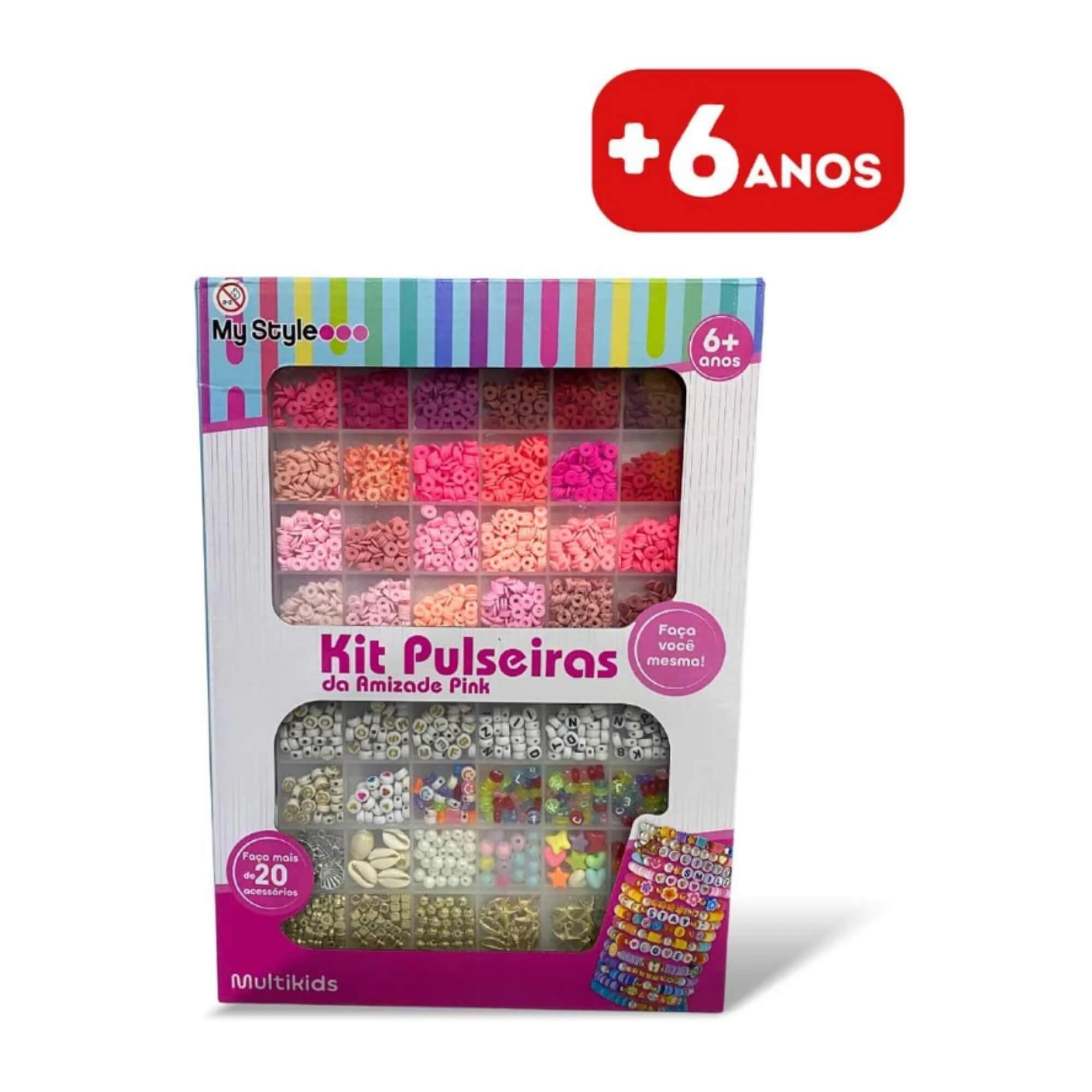 Brinquedo Infantil Kit Pulseiras da Amizade My Style G Pink Multikids - BR2315