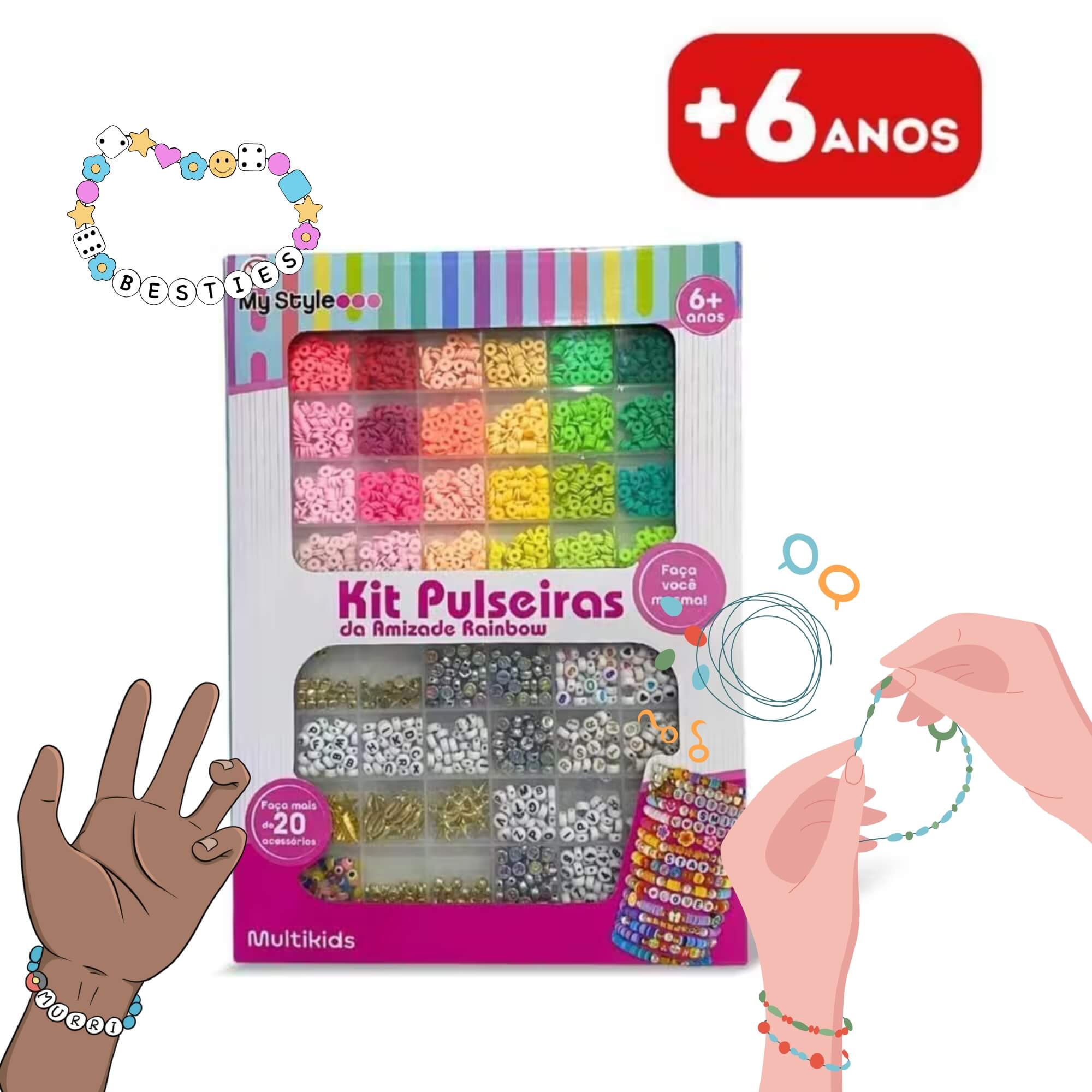 Brinquedo Infantil Kit Pulseiras da Amizade My Style G Rainbow Multikids - BR2316