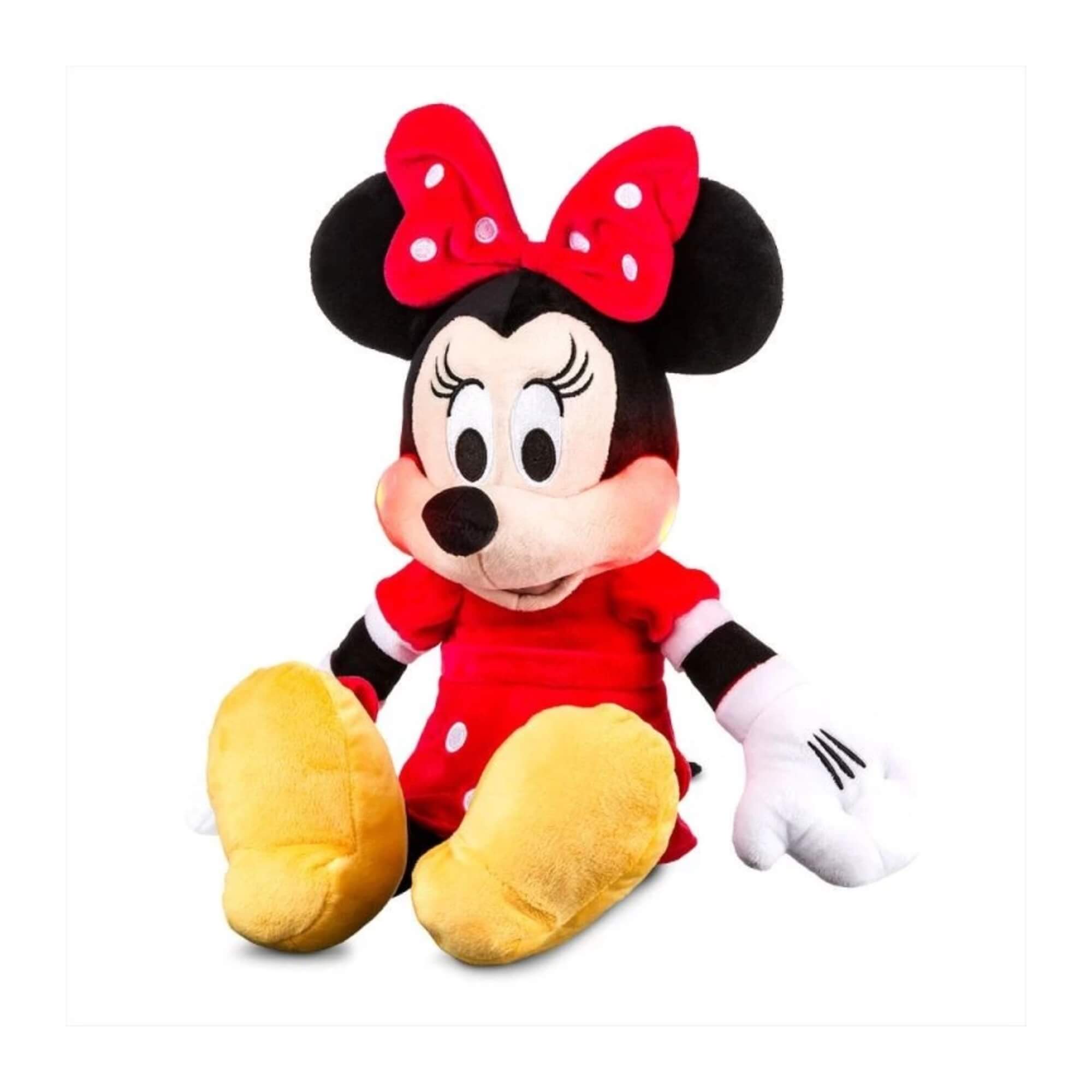 Pelúcia Minnie com Mecanismo Luz e Som 40cm Vestido Vermelho Multikids - BR2348