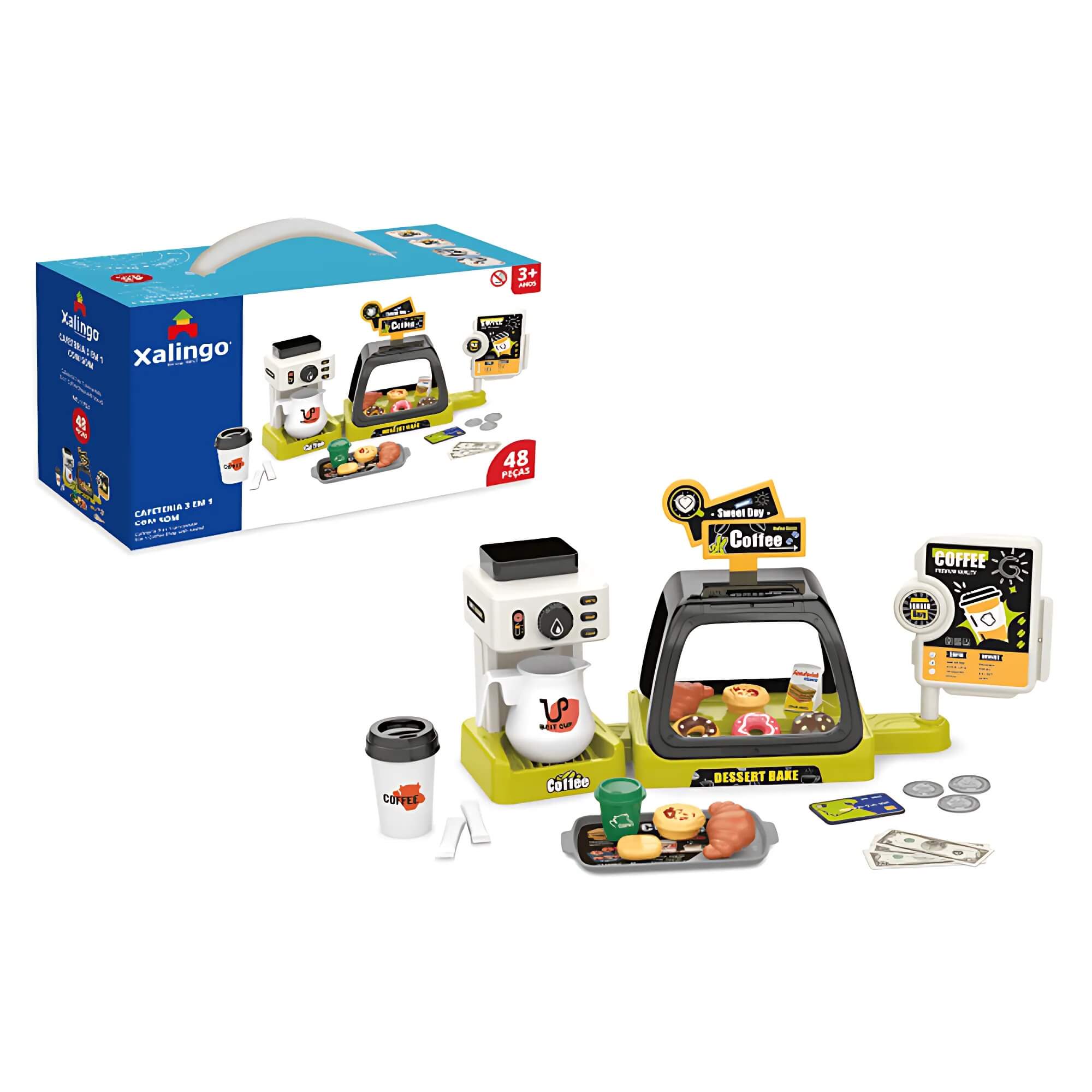 Brinquedo Infantil Cafeteira 3 em 1 com Som 48 Peças Xalingo - 11750