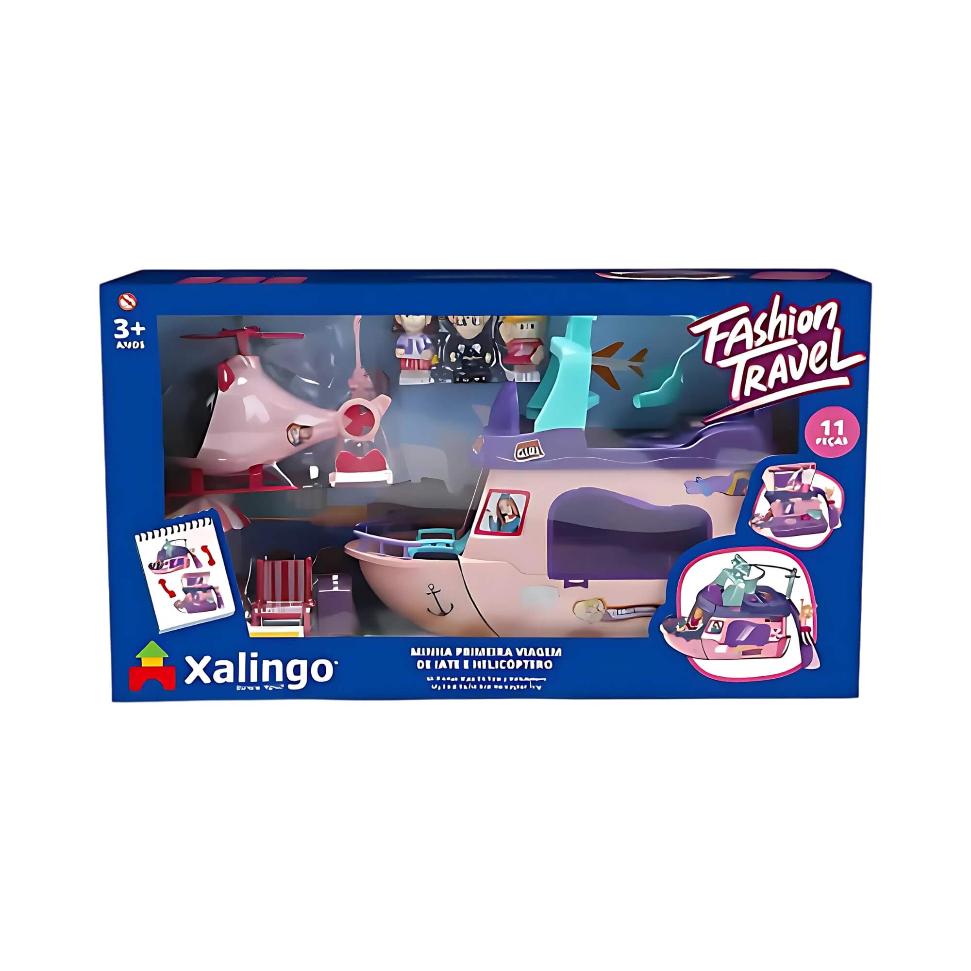 Brinquedo Infantil Minha Primeira Viagem de Iate e Helicóptero 11 Peças Xalingo - 22407