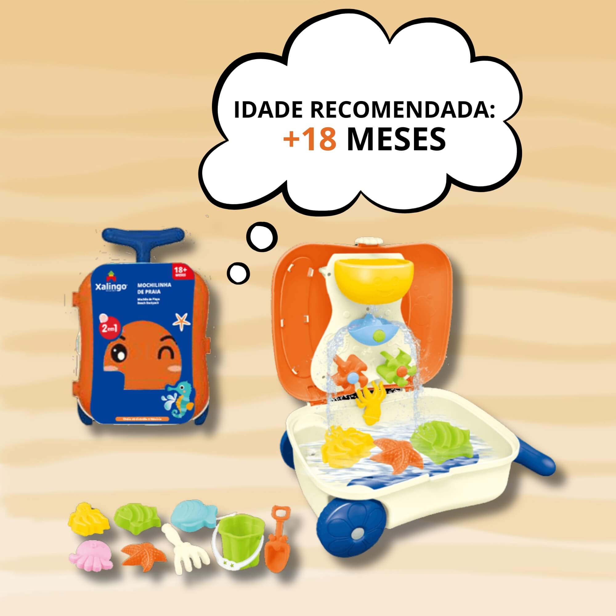 Brinquedo Infantil Mochilinha de Praia 9 Peças Xalingo - 93945