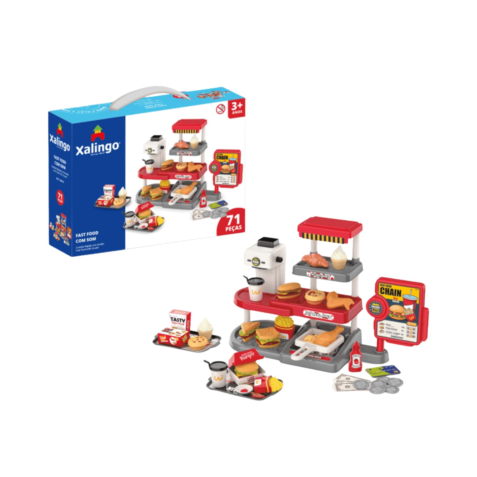 Brinquedo Infantil Fast-Food com Som 71 Peças Xalingo - 65069