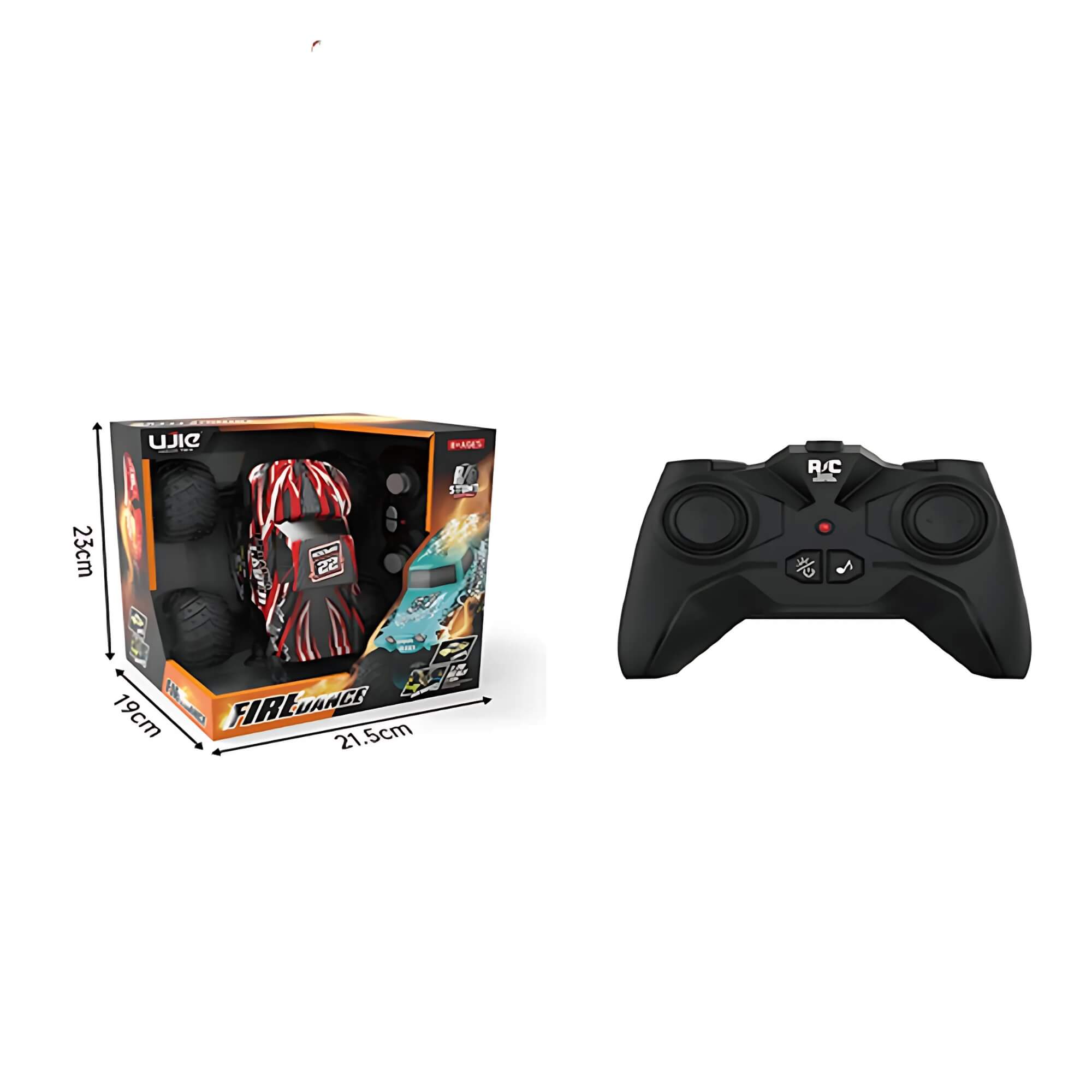 Brinquedo Infantil Carrinho LED 7 Spin Monster Vermelho com Controle Remoto Zippy Toys - 9156