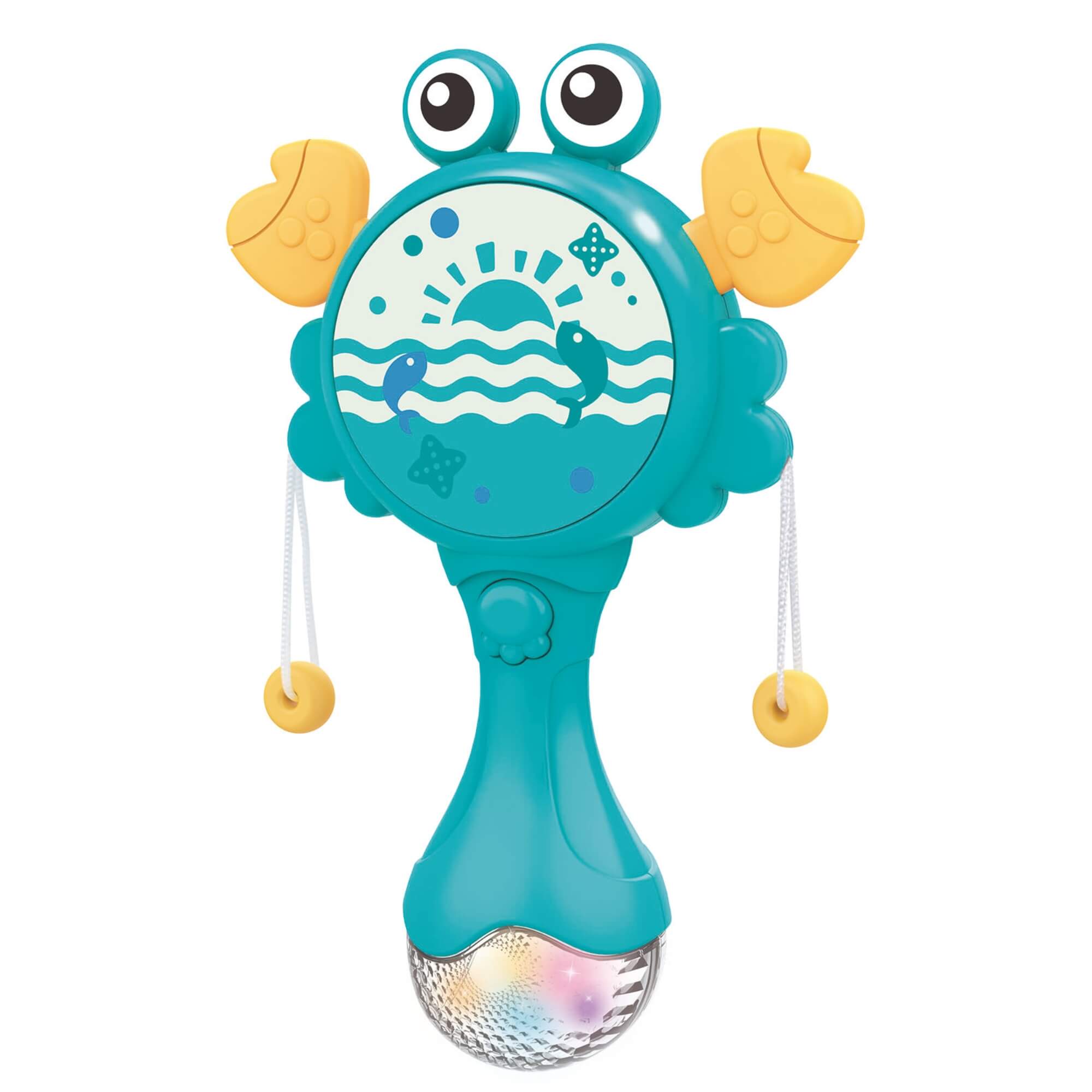 Chocalho para Bebê Caranguejo Musical Azul Luz e Som Zippy Toys - 10364