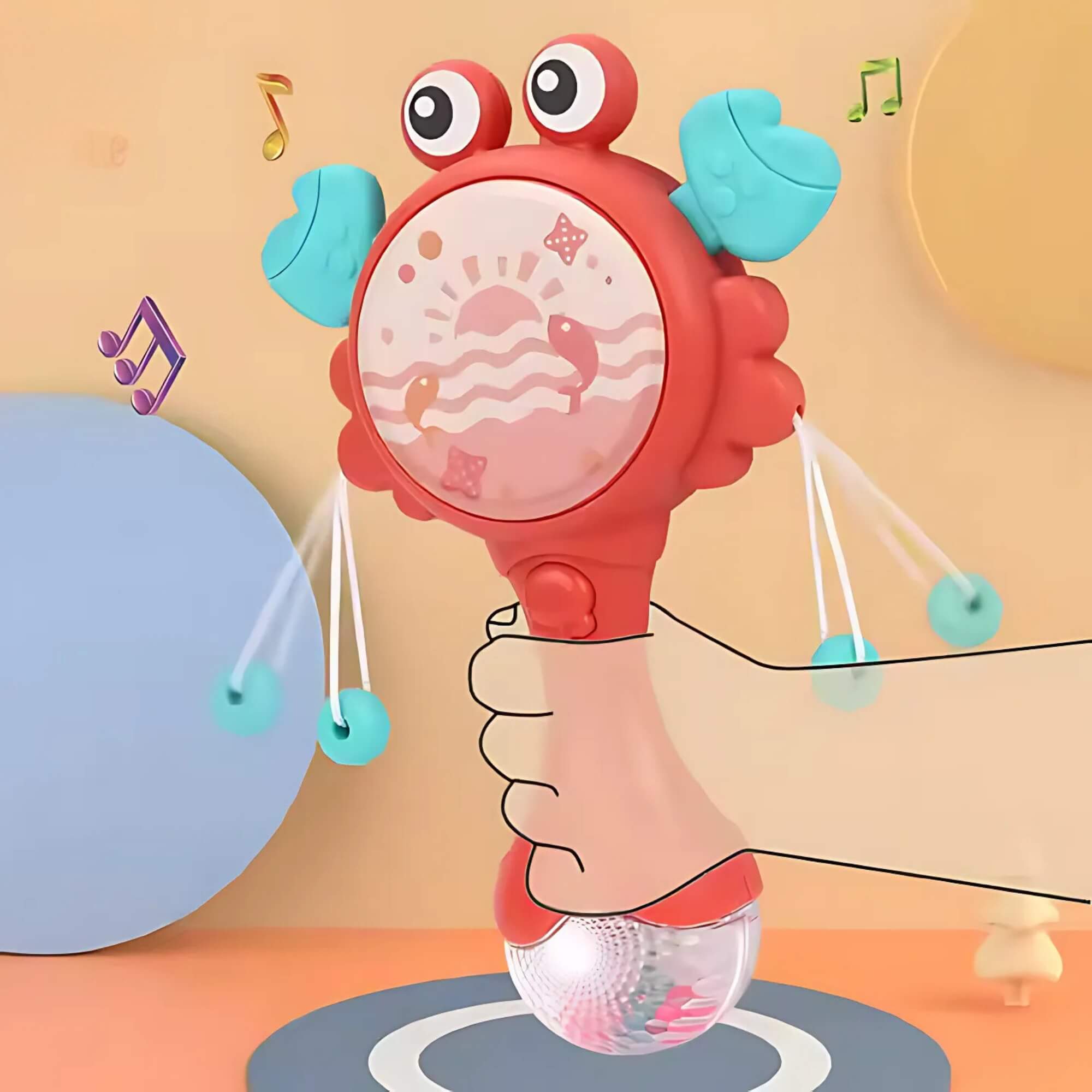 Chocalho para Bebê Caranguejo Musical Azul Luz e Som Zippy Toys - 10364