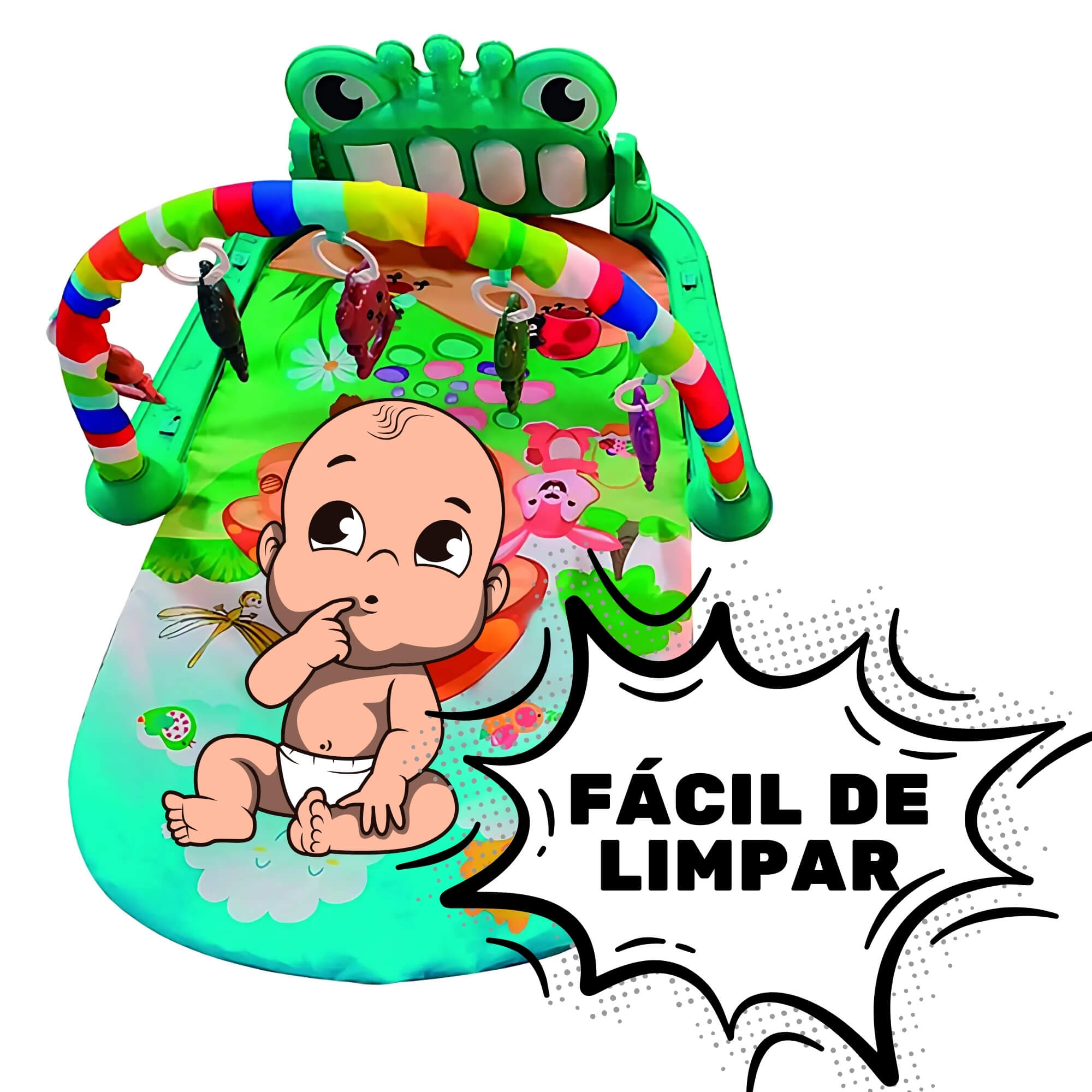 Tapete para Bebê Piano Interativo Caranguejo com Luz e Som Até os 3 Anos Zippy Toys - 10372