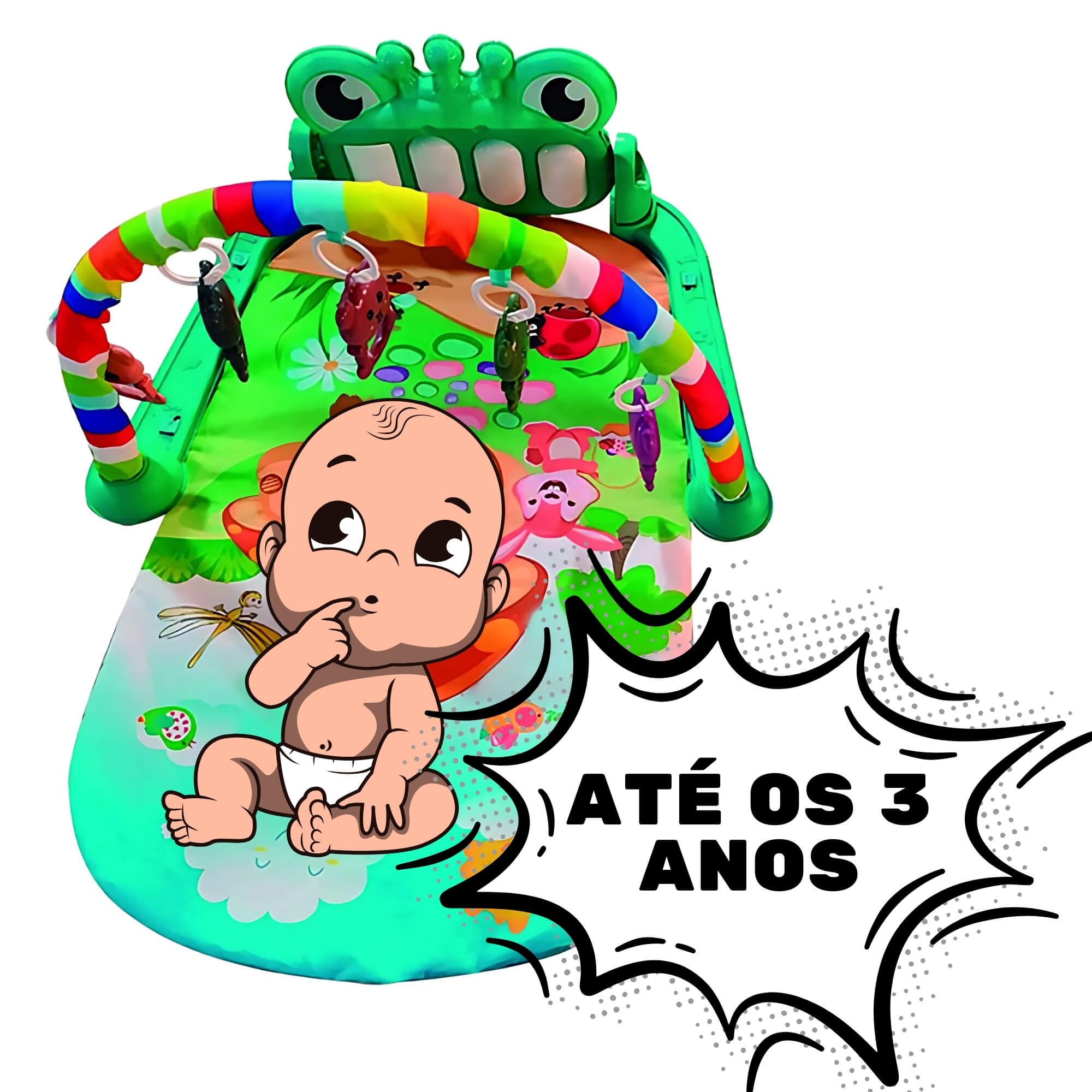 Tapete para Bebê Piano Interativo Caranguejo com Luz e Som Até os 3 Anos Zippy Toys - 10372