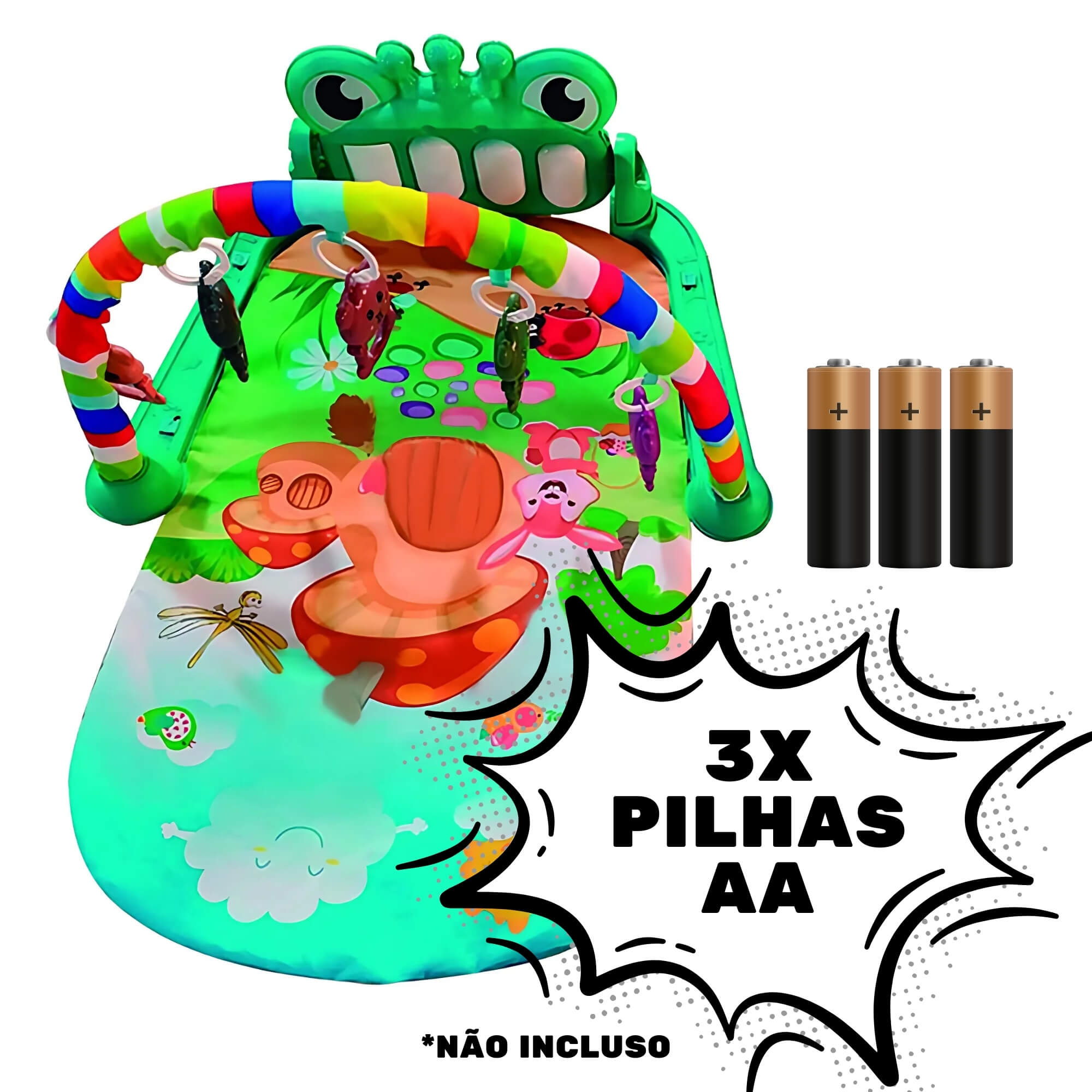 Tapete para Bebê Piano Interativo Caranguejo com Luz e Som Até os 3 Anos Zippy Toys - 10372