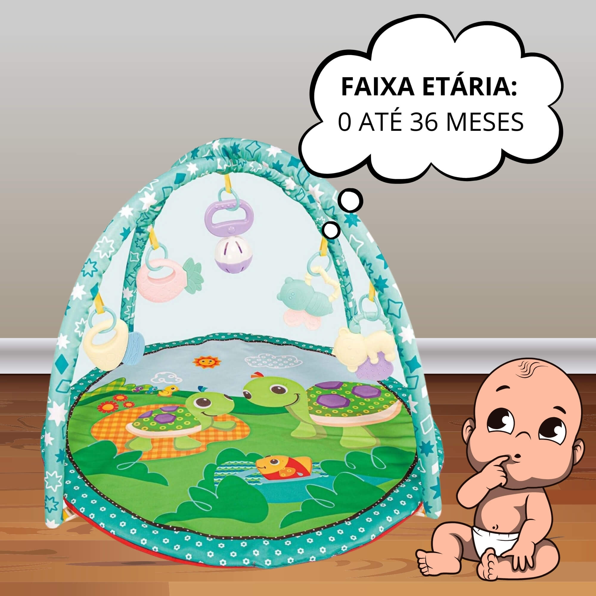 Tapete de Atividades Redondo Tartaruga Zippy Toys - 10408