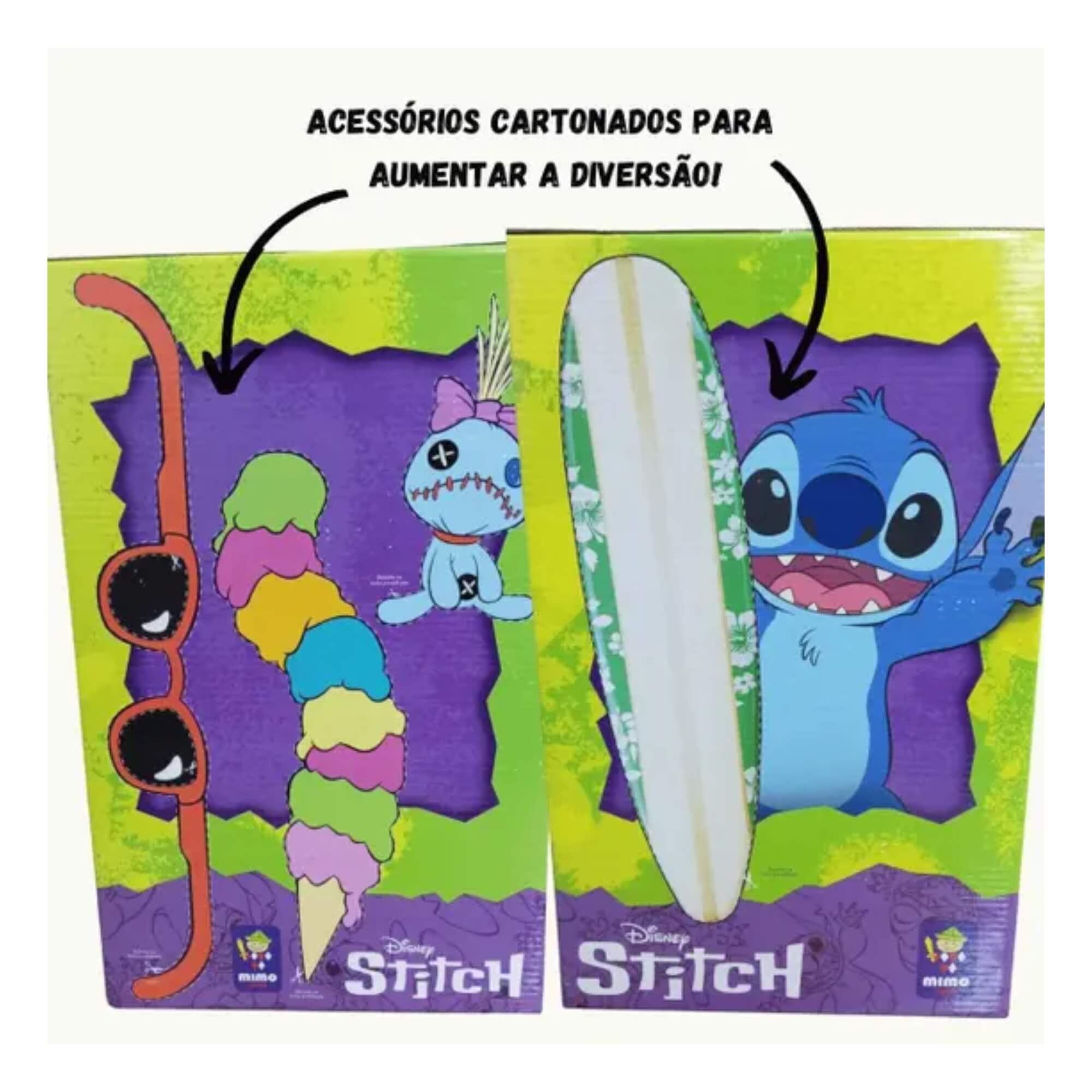 Brinquedo Infantil Boneco Stitch Gigante 40cm Articulado com Acessórios Cartonados Mimo Toys - 0425