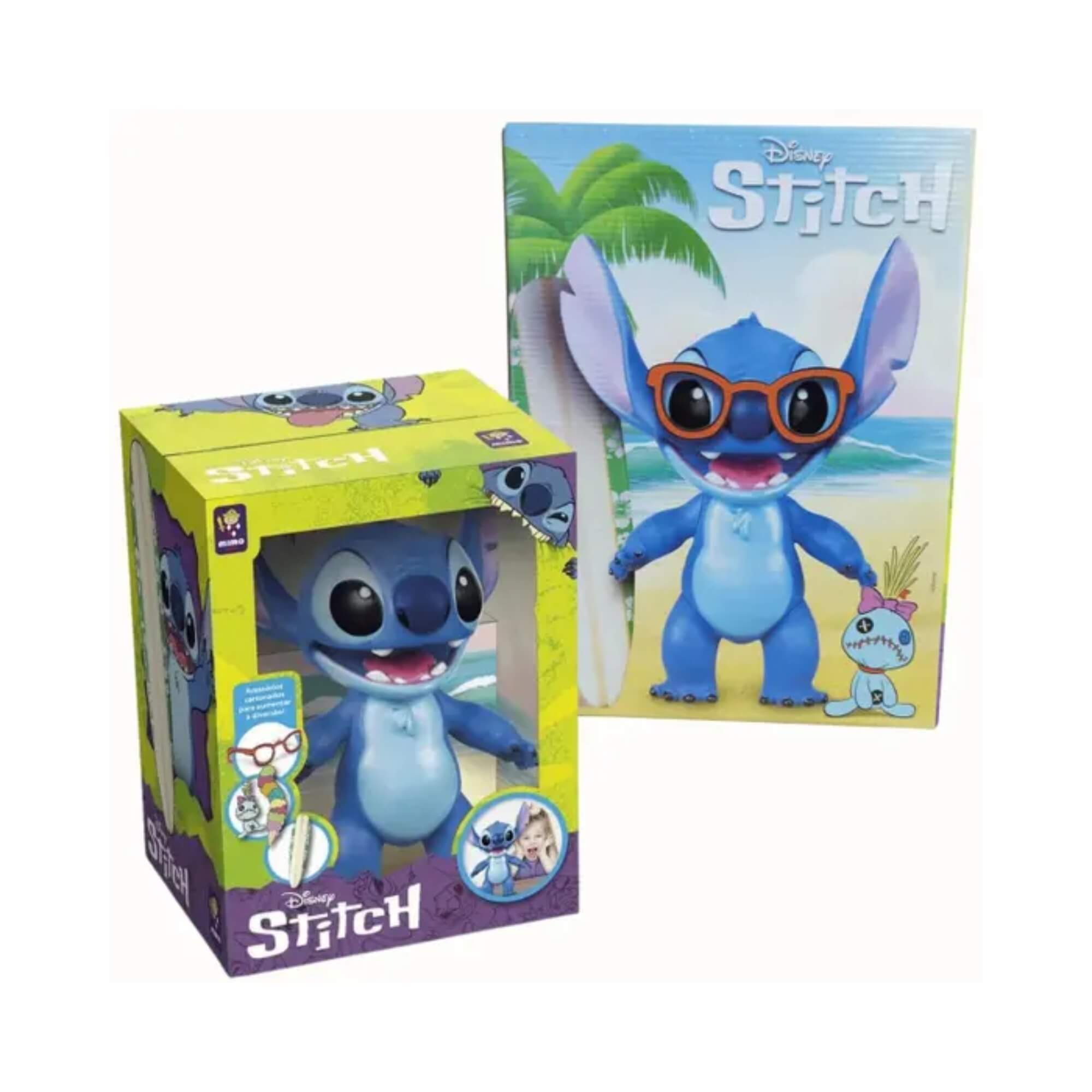 Brinquedo Infantil Boneco Stitch Gigante 40cm Articulado com Acessórios Cartonados Mimo Toys - 0425