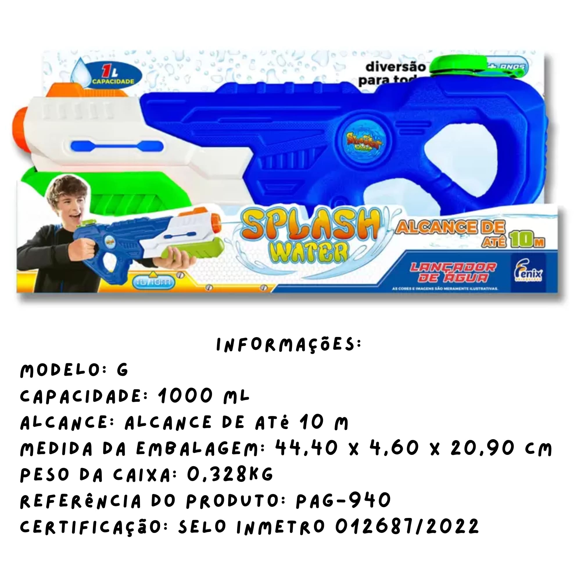 COMP Kit Balde de Areia + Lançador de Água Water Splash Capacidade de até 1L Praia Brinquedo - Usual / Fênix