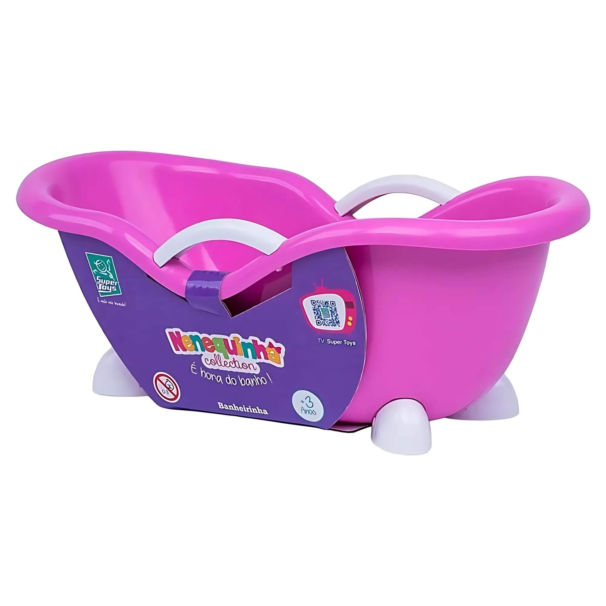 Banheira de Brinquedo Infantil Boneca Nenequinha Collection Hora do Banho 30cm 326 - Super Toys