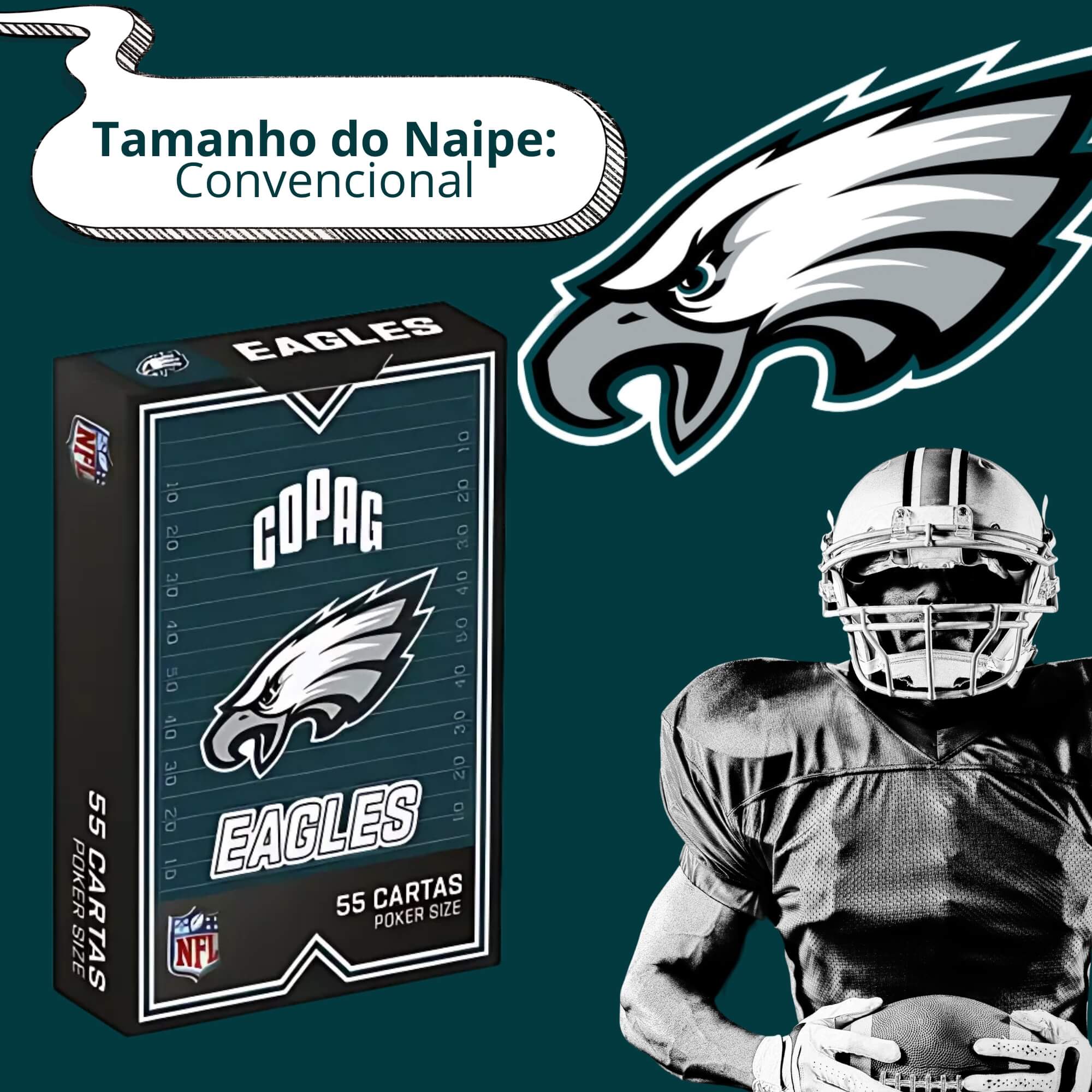 Jogo de Cartas Baralho NFL Philadelphia Eagles 55 Cartas Copag - 34585