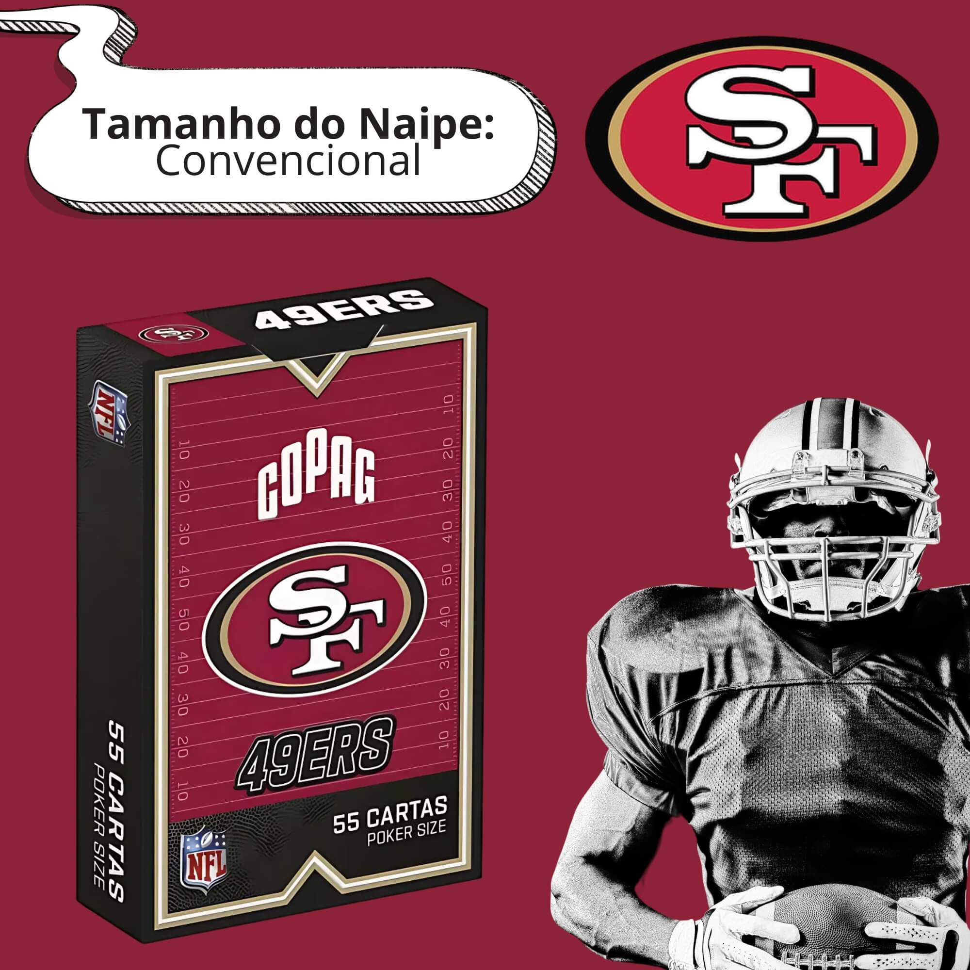 Jogo de Cartas Baralho NFL San Francisco 49ERS 55 Cartas Copag - 34589