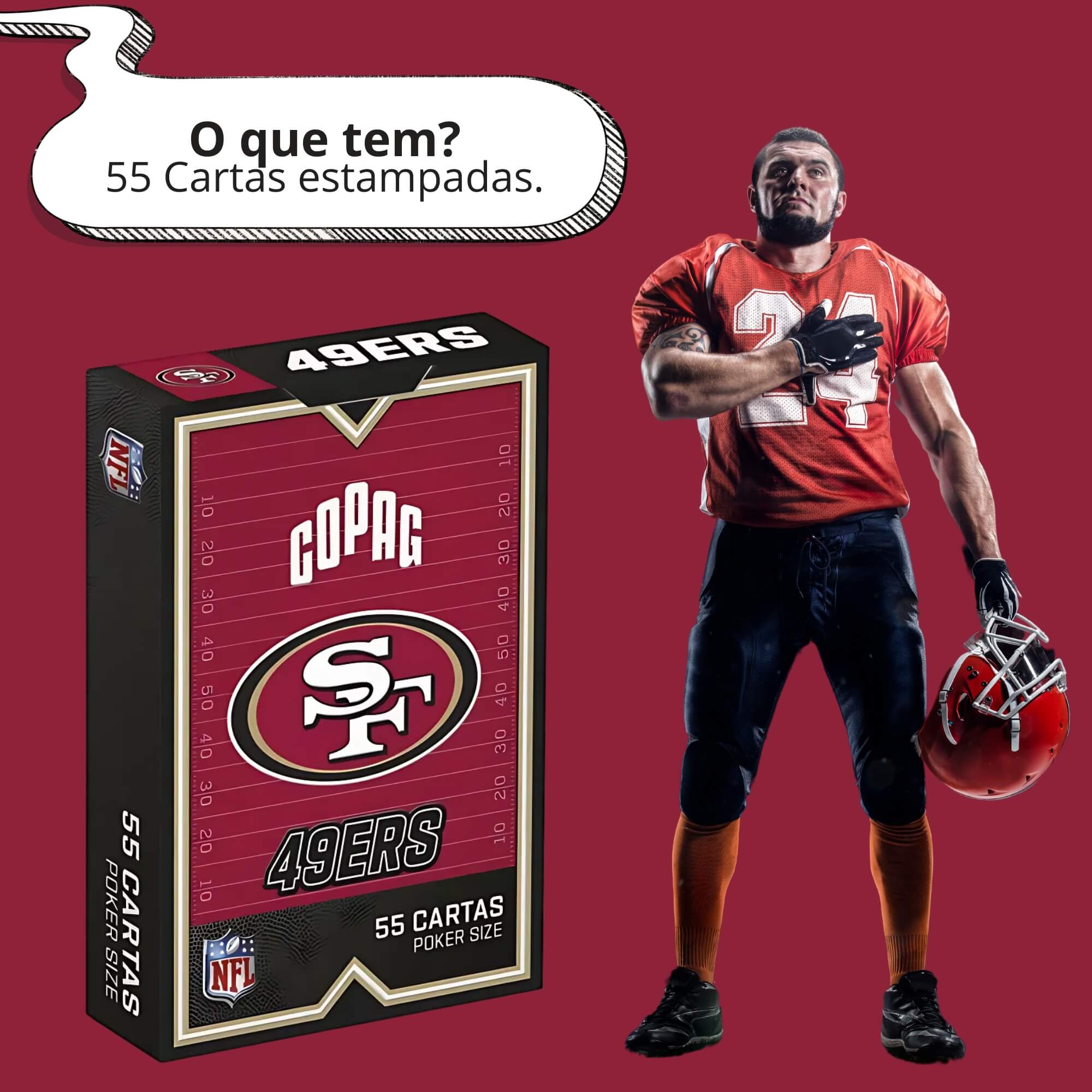 Jogo de Cartas Baralho NFL San Francisco 49ERS 55 Cartas Copag - 34589