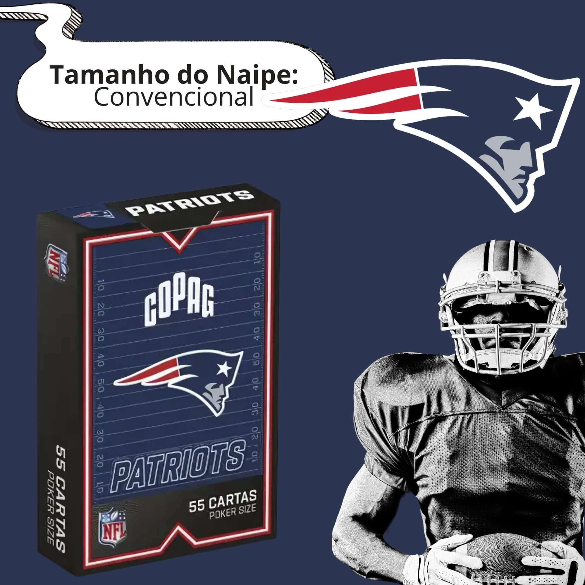 Jogo de Cartas Baralho NFL New England Patriots 55 Cartas Copag - 34587