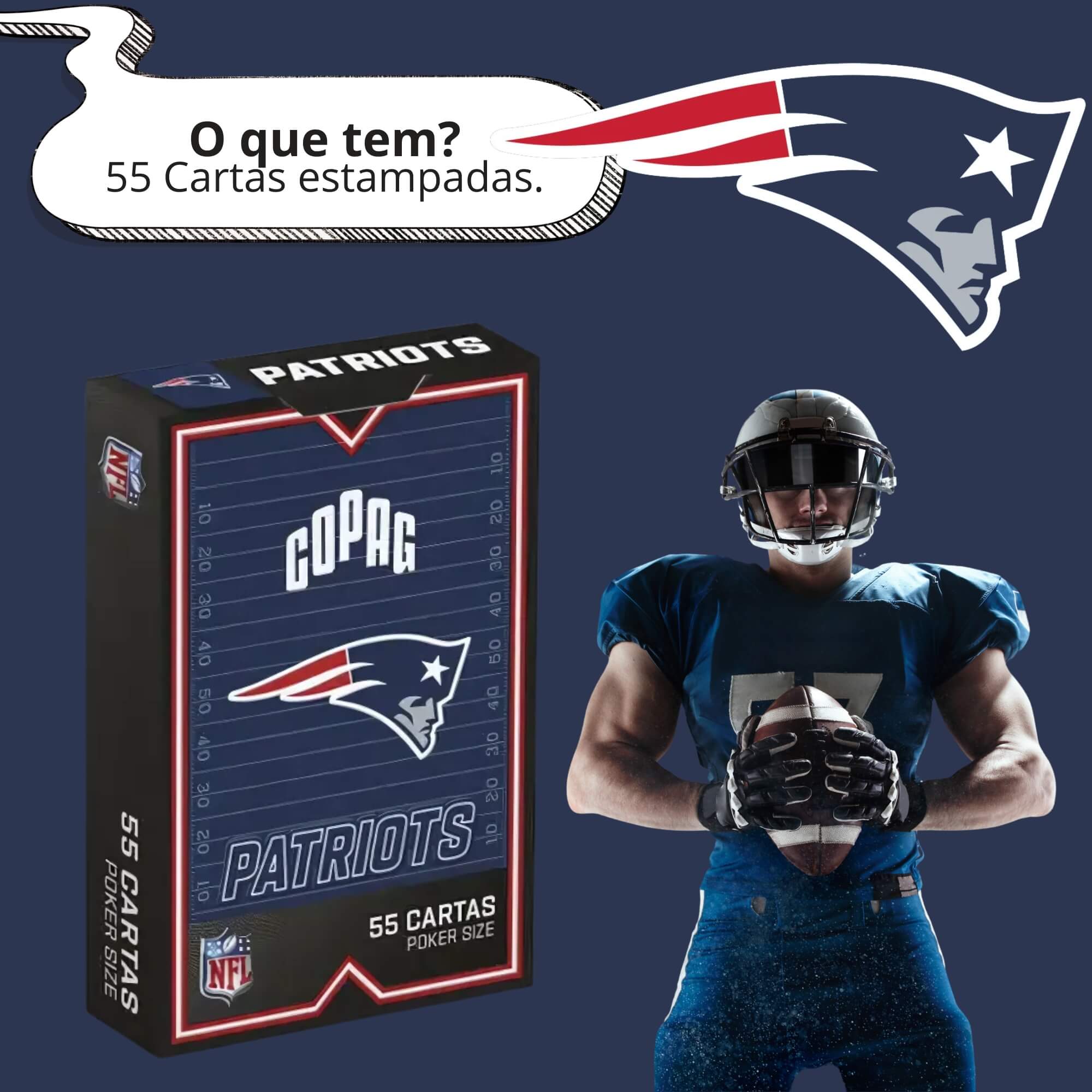 Jogo de Cartas Baralho NFL New England Patriots 55 Cartas Copag - 34587