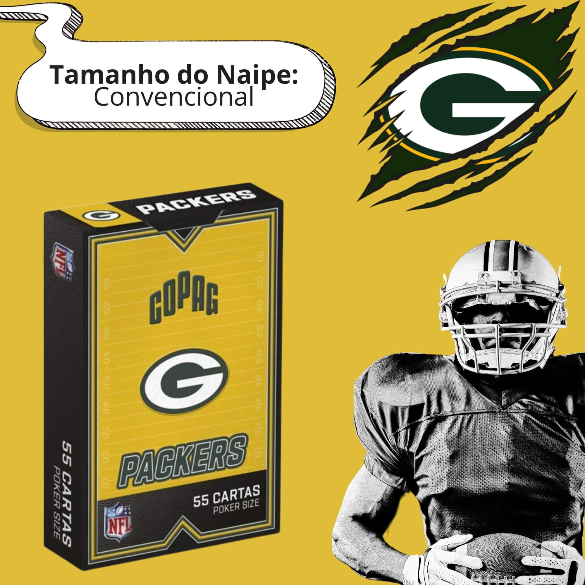 Jogo de Cartas Baralho NFL Green Bay Packers 55 Cartas Copag - 34593