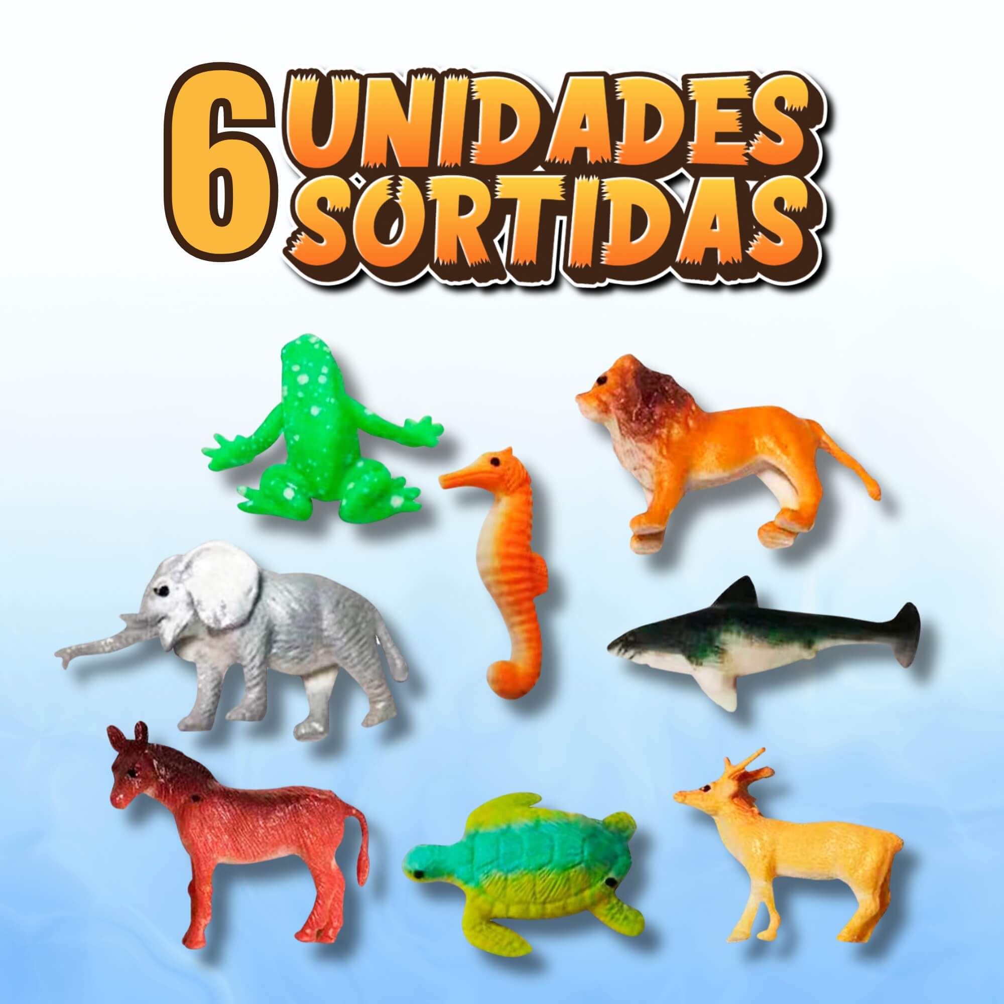 COMP Brinquedo Animal Cresce na Água 6 Unidades Sortidas Presente Zoológico Polibrinq AN2006