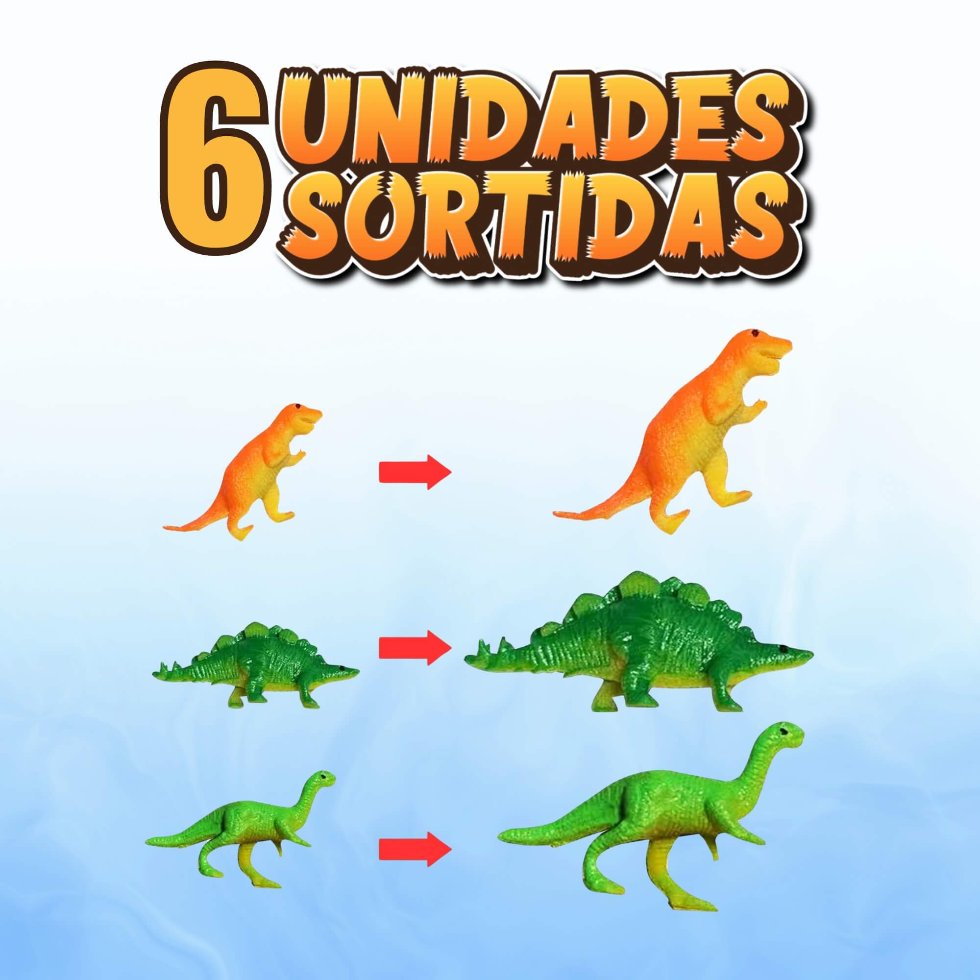 COMP 6 Unidades Dinossauro de Brinquedo Sortidas Cresce na Água Polibrinq - AN2005