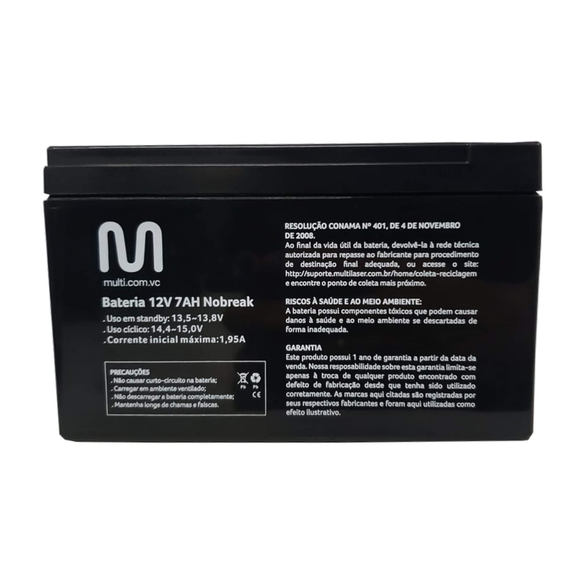 Bateria Selada para Alarmes e No-Breaks 7A 12v Multilaser - EN013