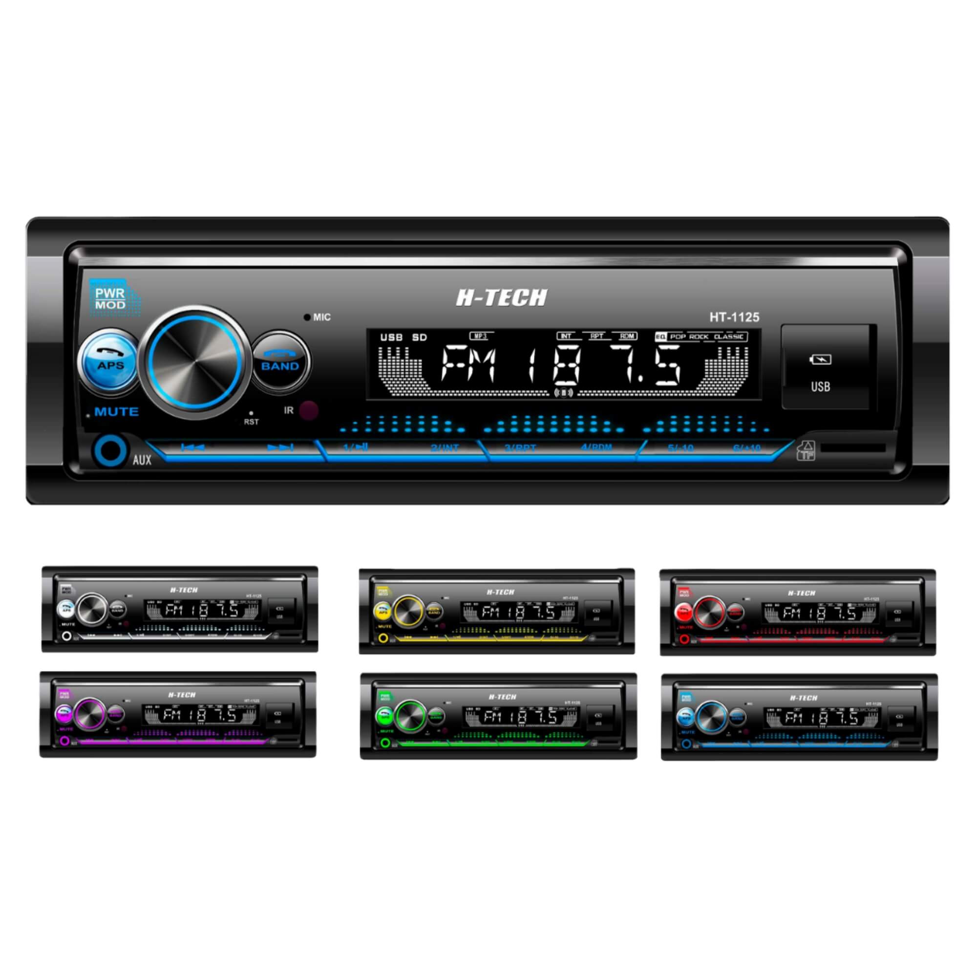 Radio Automotivo 4x45W RMS Bluetooth Entrada Auxiliar e SD Card c/ Controle Remoto H-Tech - HT-1125