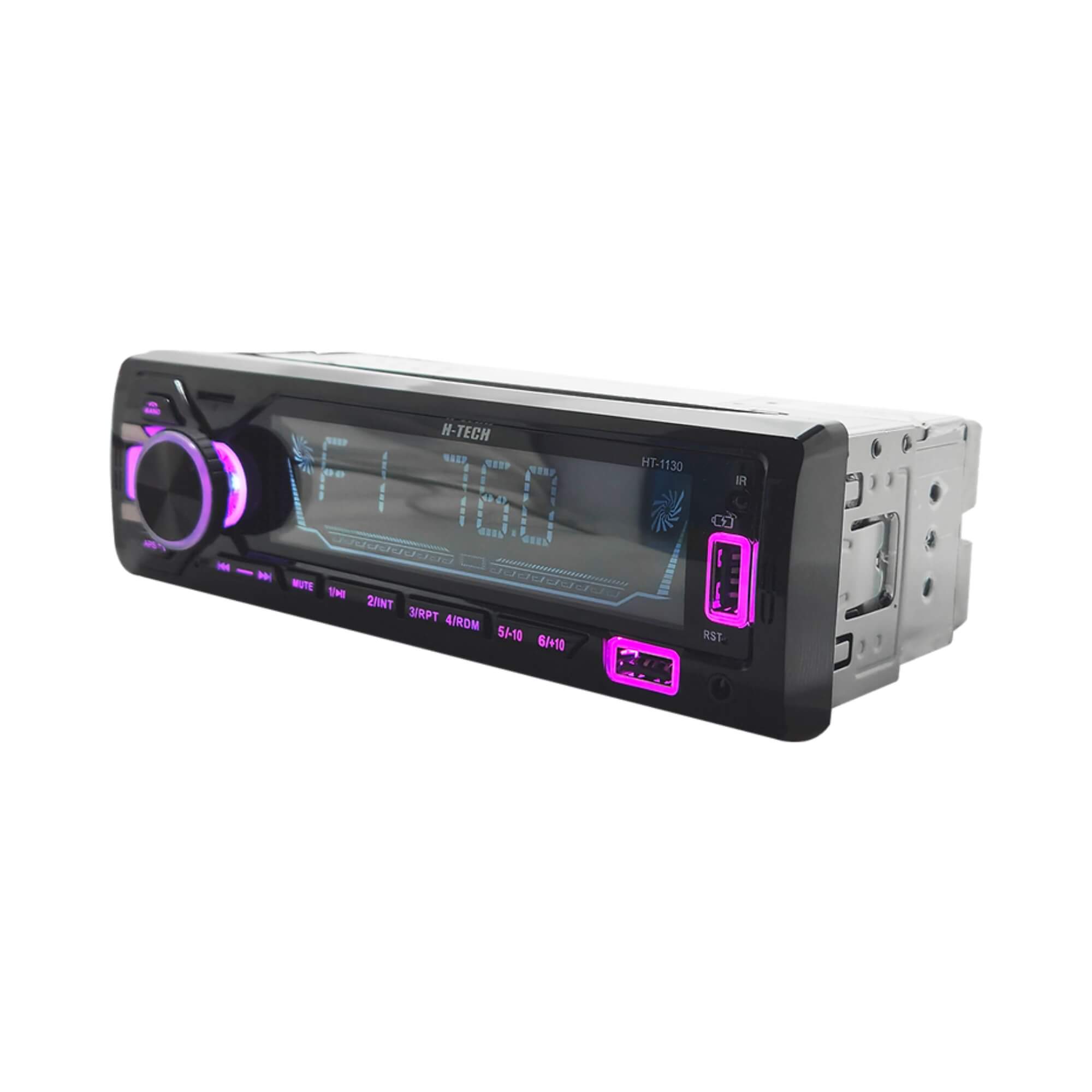 Auto Radio 4x45W RMS Bluetooth 4 Saídas de Áudio RCA Entrada Auxiliar e SD Card H-Tech - HT-1130