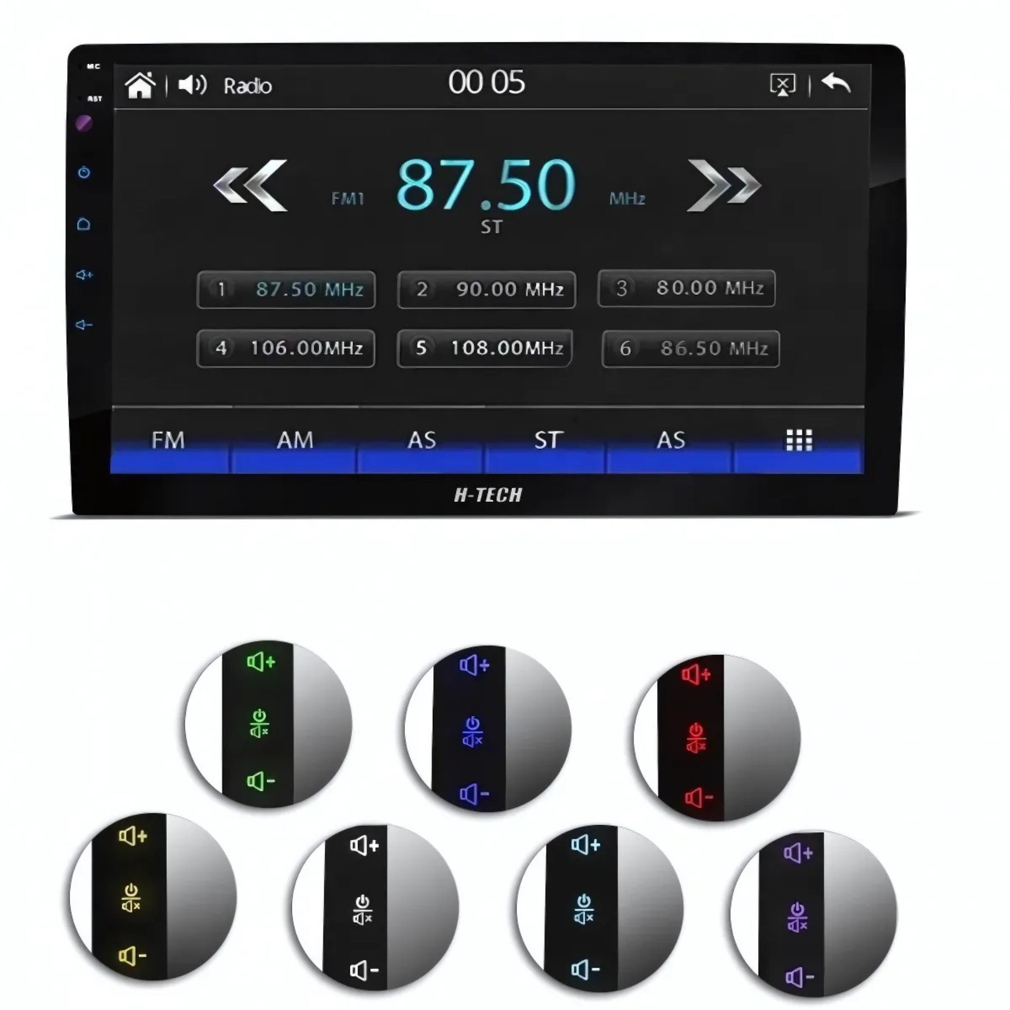 Central Multimídia MP5 1 Din 9 Pol com Espelhamento BT USB Full Touch H-Tech - HT-9001G4