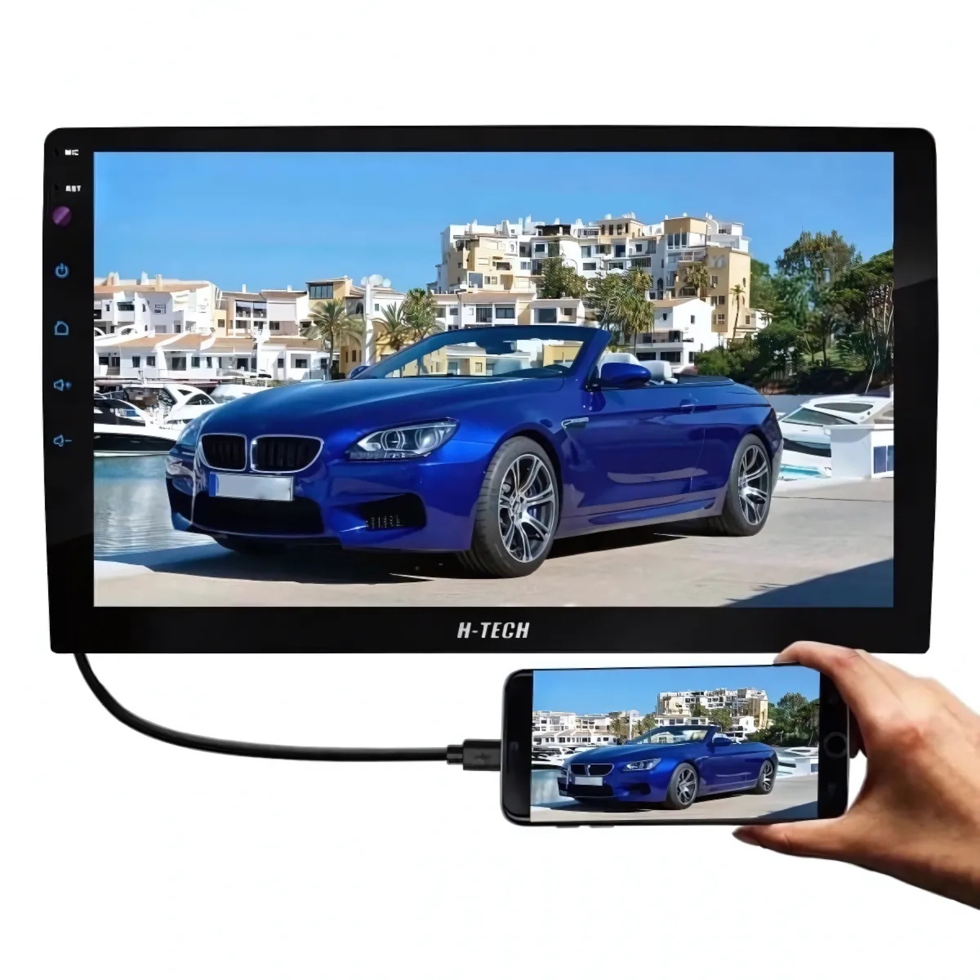 Central Multimídia MP5 1 Din 9 Pol com Espelhamento BT USB Full Touch H-Tech - HT-9001G4