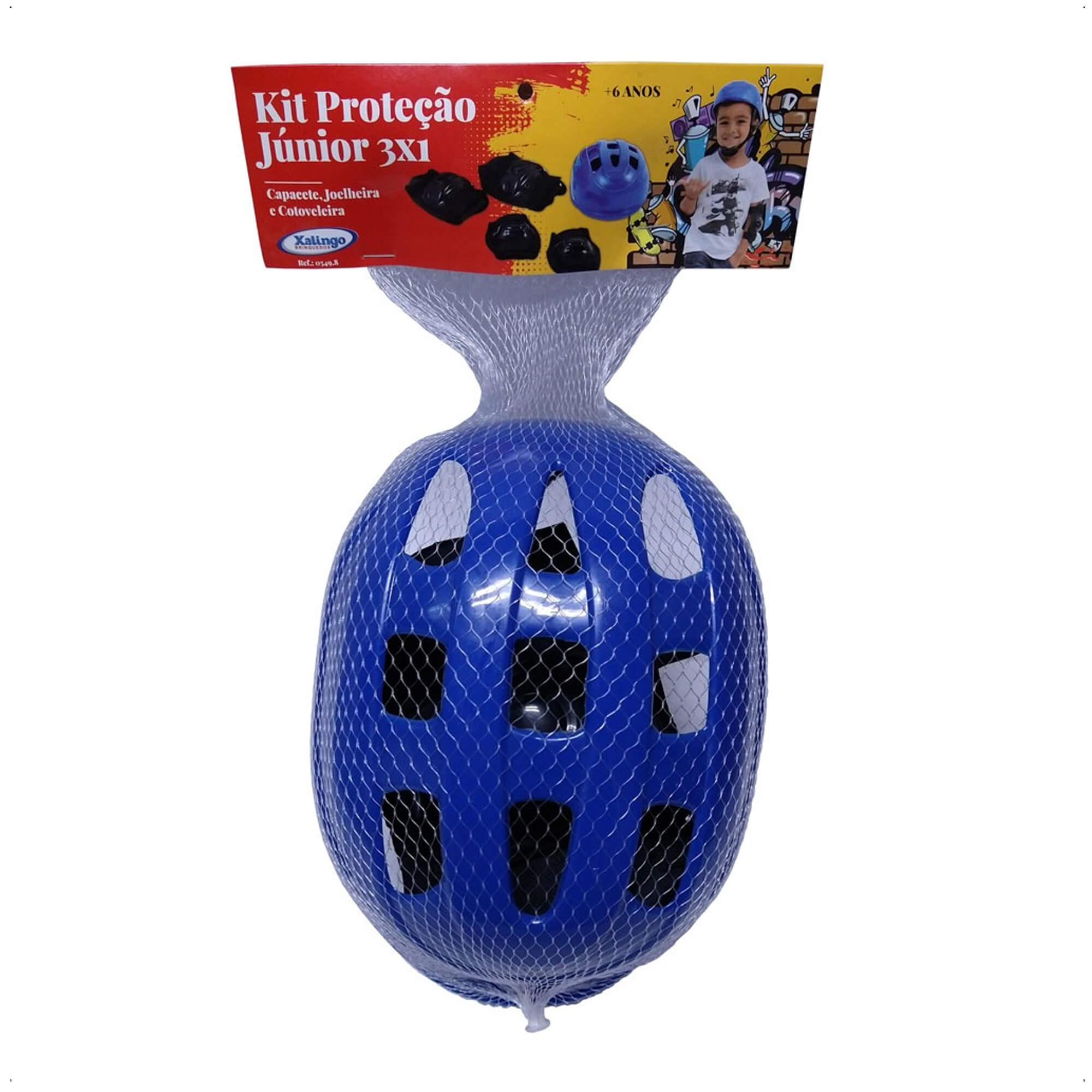 COMP Bicicleta Infantil Aro 16 Apollo 4 Nathor + Kit de Proteção 3x1 Azul
