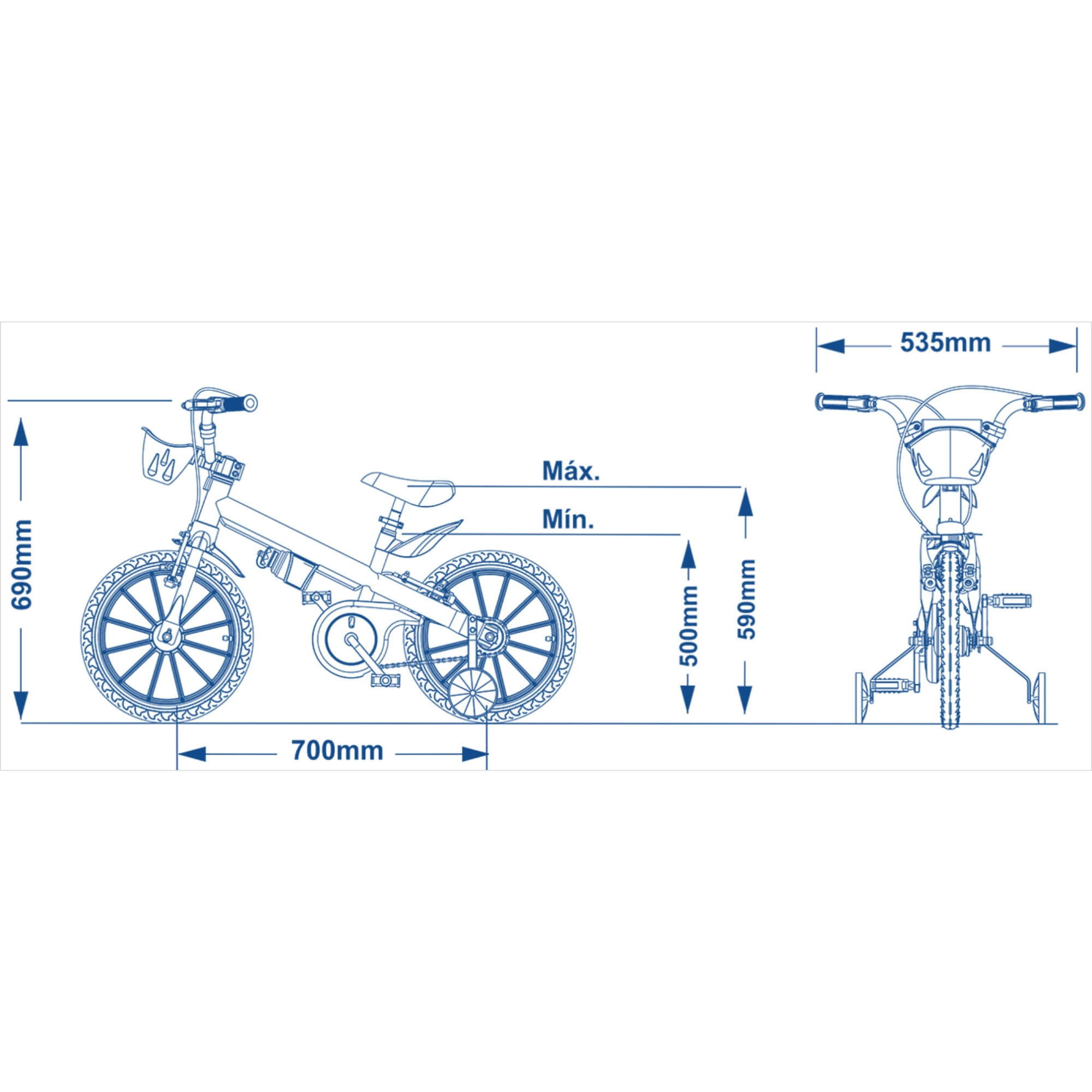COMP Bicicleta Infantil Aro 16 Apollo 4 Nathor + Kit de Proteção 3x1 Azul