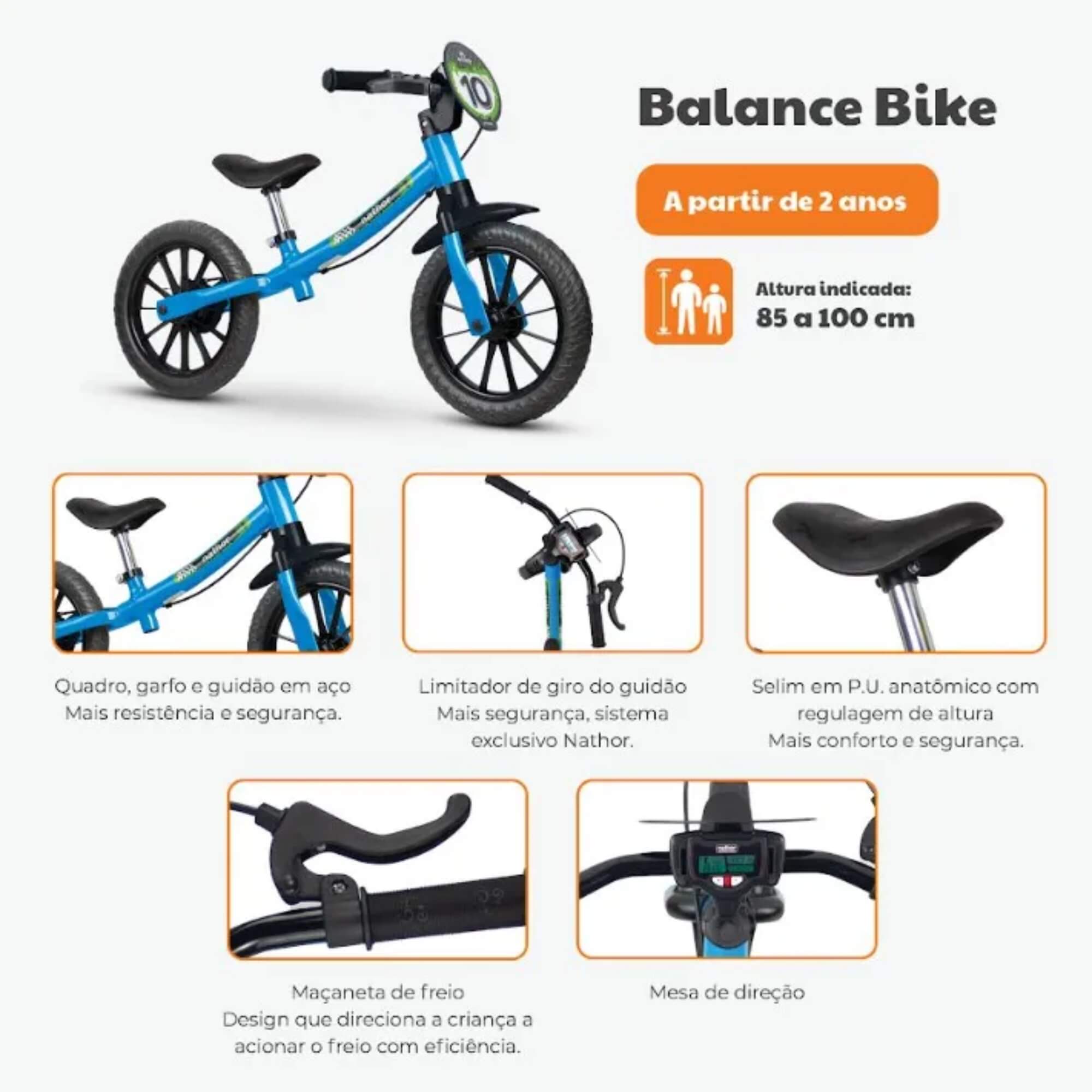 Bicicleta Infantil de Equilíbrio Balance Bike Feminina 3 Nathor - 100900160018