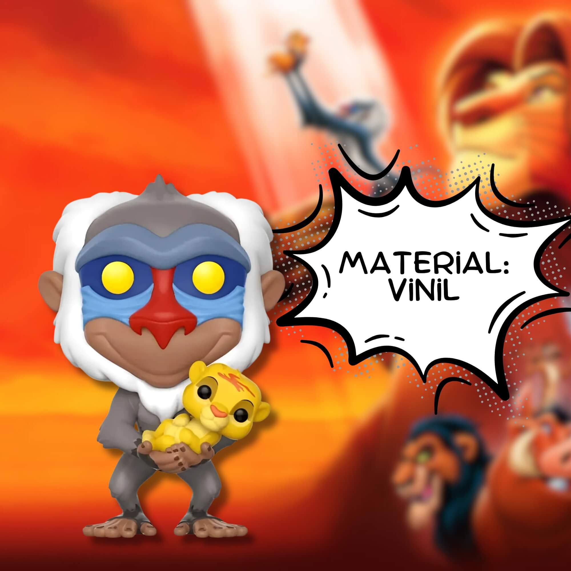 Boneco Colecionável Funko Pop! Disney O Rei Leão  Rafiki C/ Simba 301 Candide - 11798