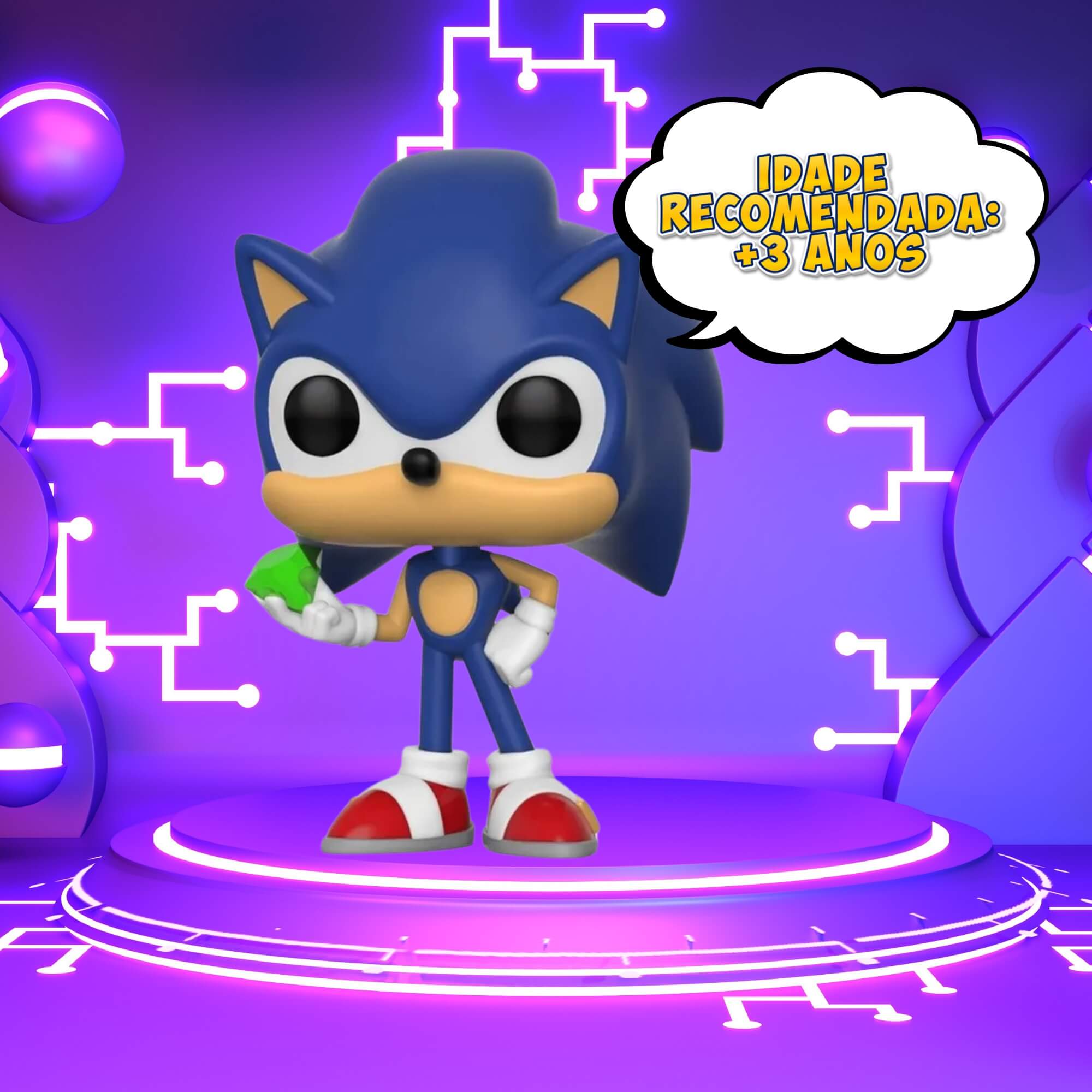 Boneco Funko Pop! Sonic the Hedgehog - Sonic com Esmeralda 284 Candide - 11162