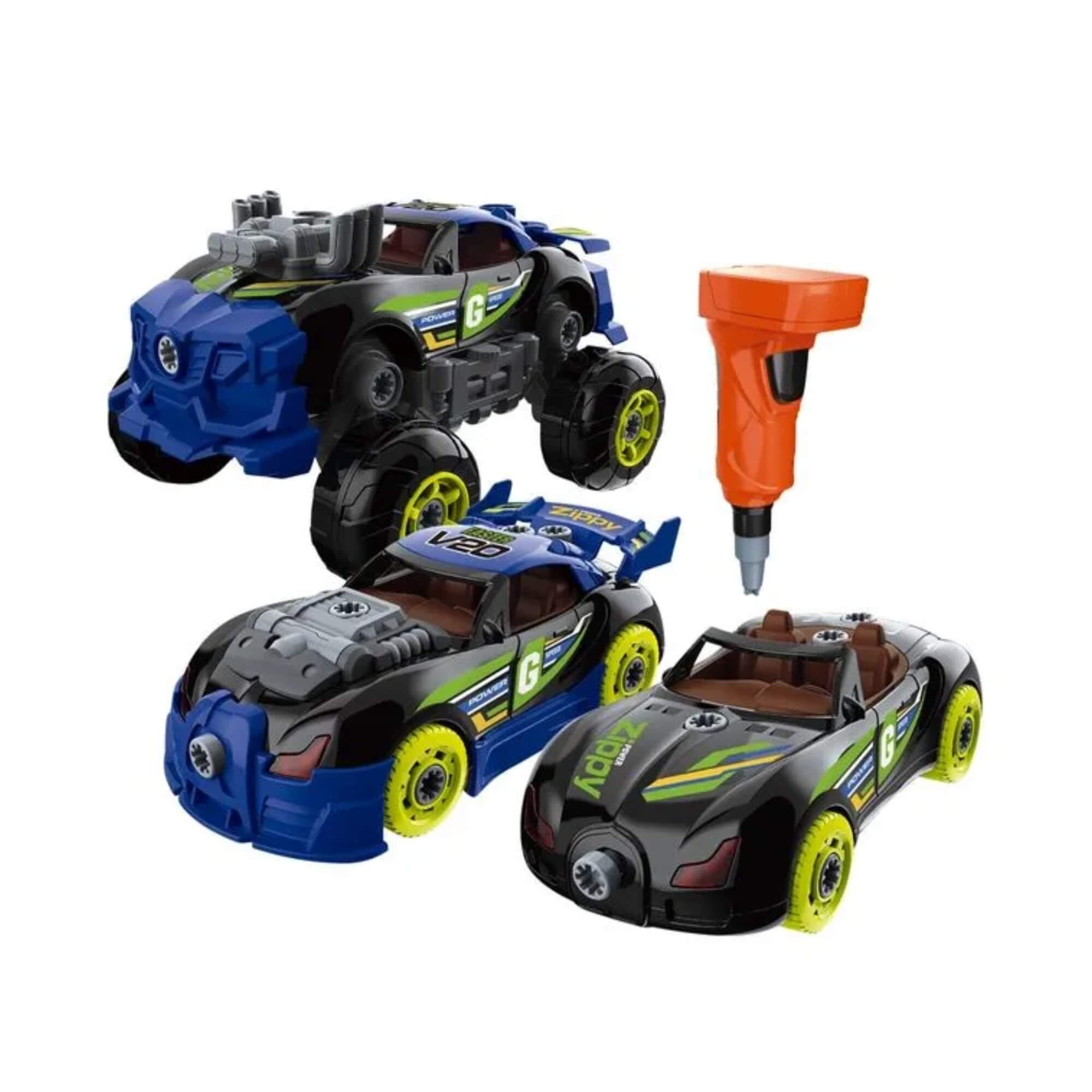 Brinquedo Infantil Carrinho Turbo Tools Mustang/Bugatti 3 em 1 com Ferramentas Multikids - BR2164