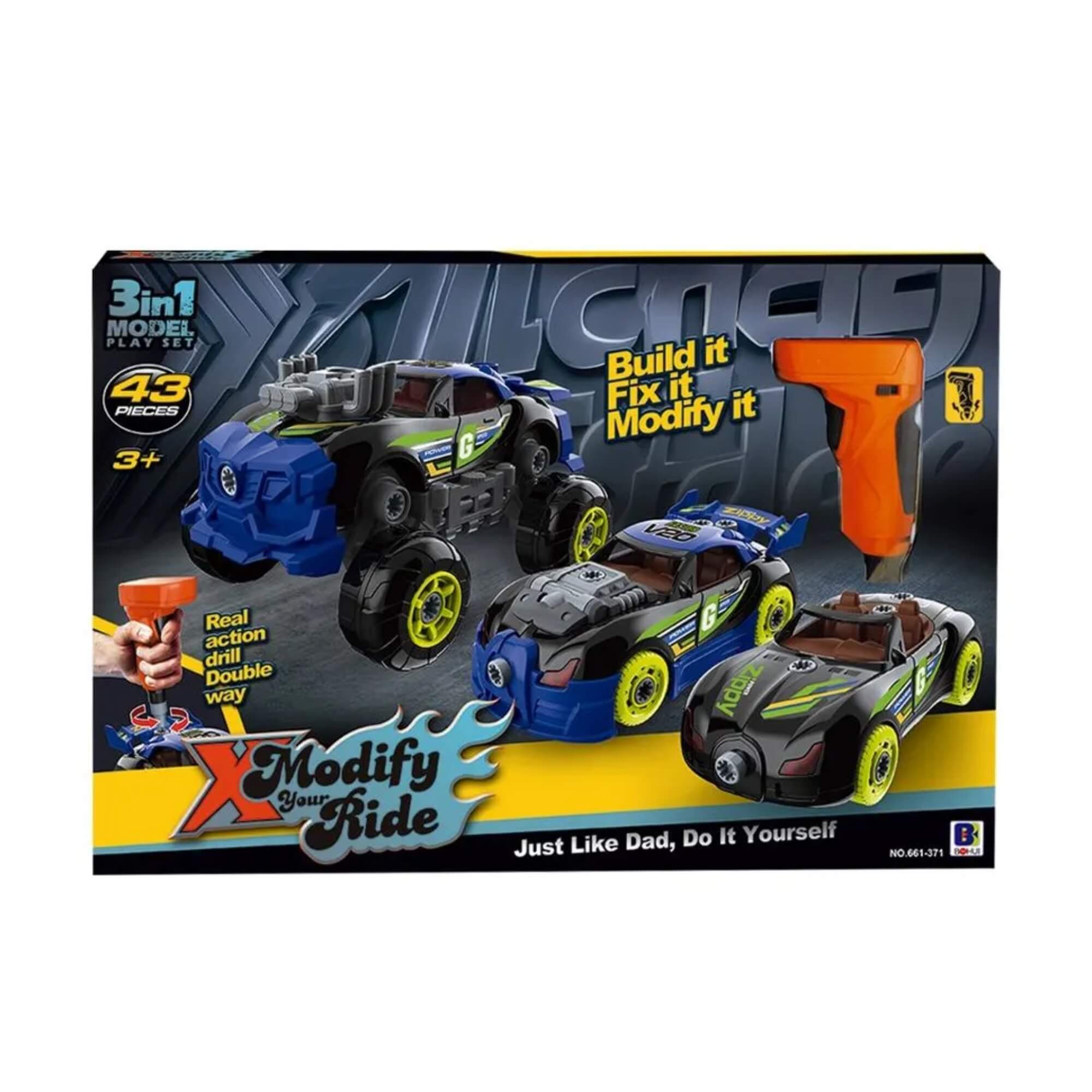 Brinquedo Infantil Carrinho Turbo Tools Mustang/Bugatti 3 em 1 com Ferramentas Multikids - BR2164