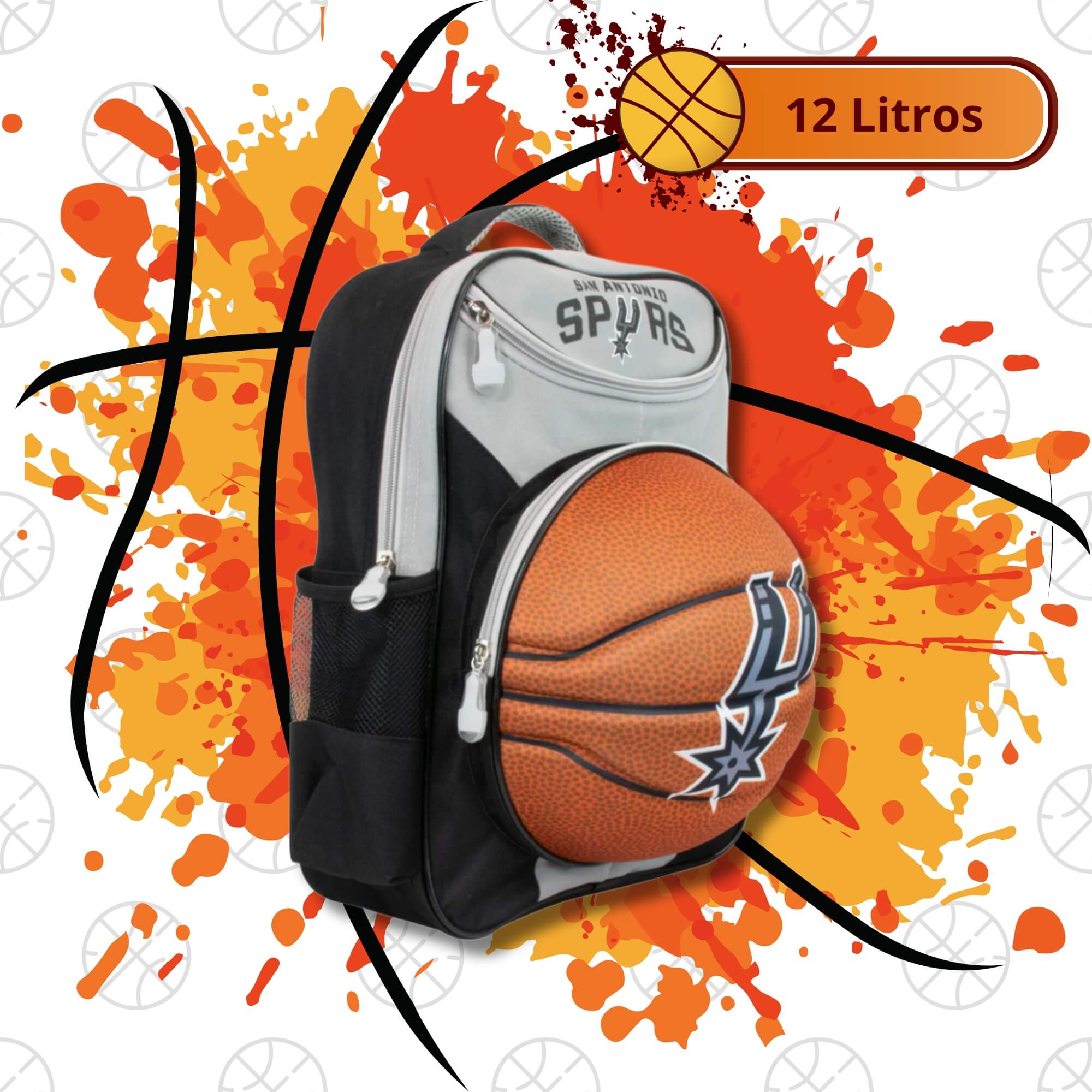 Mochila Infantil 3D Bola San Antonio Spurs Futebol e Magia - 6902