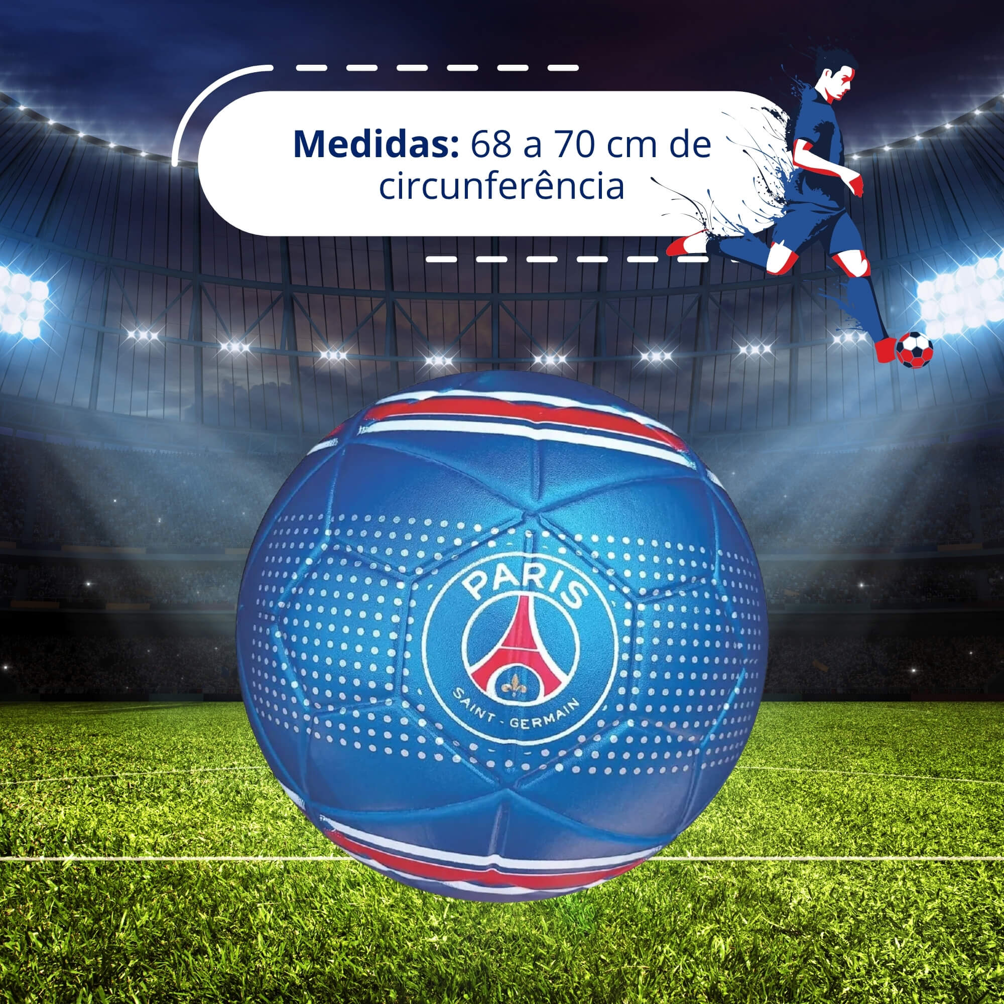 Bola de Futebol PVC/PU Nº5 Metálica Paris Saint German Futebol e Magia - 4557