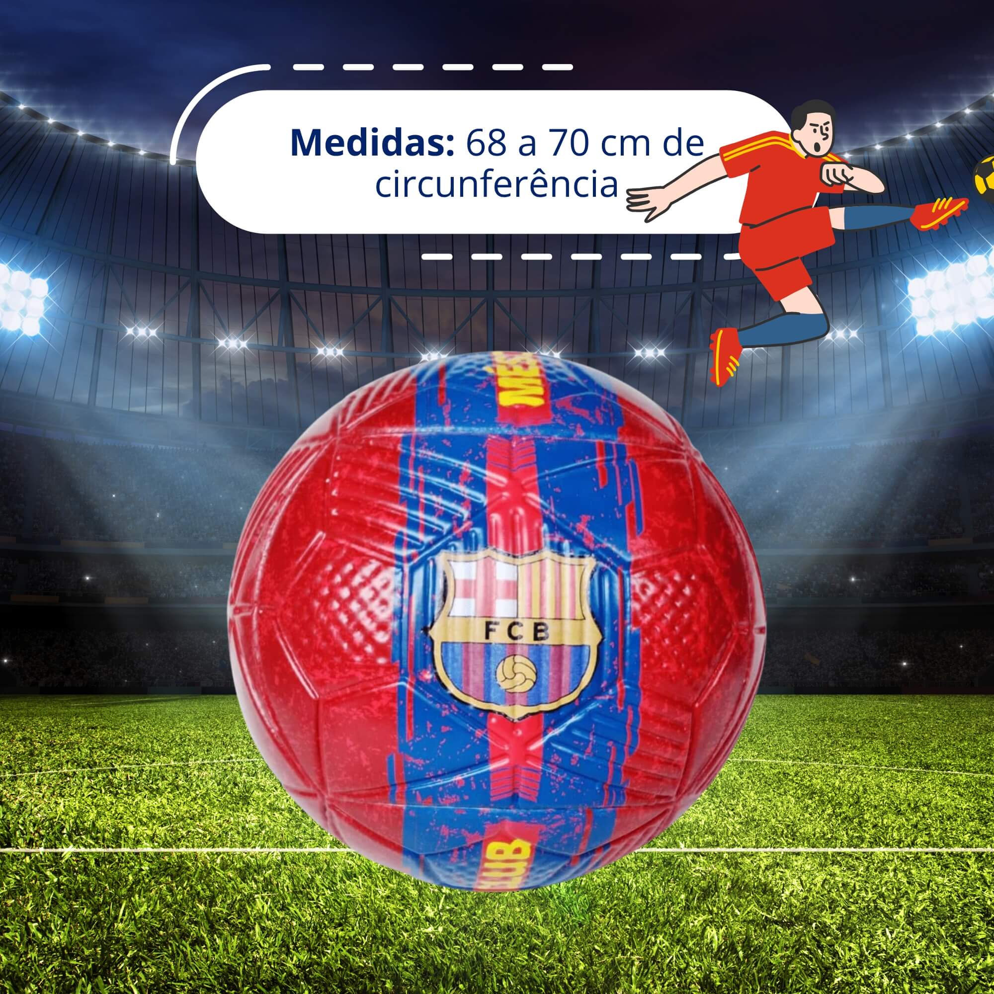 Bola de Futebol Barcelona PVC/PU Nº5 Azul e Vermelha Futebol e Magia - 471