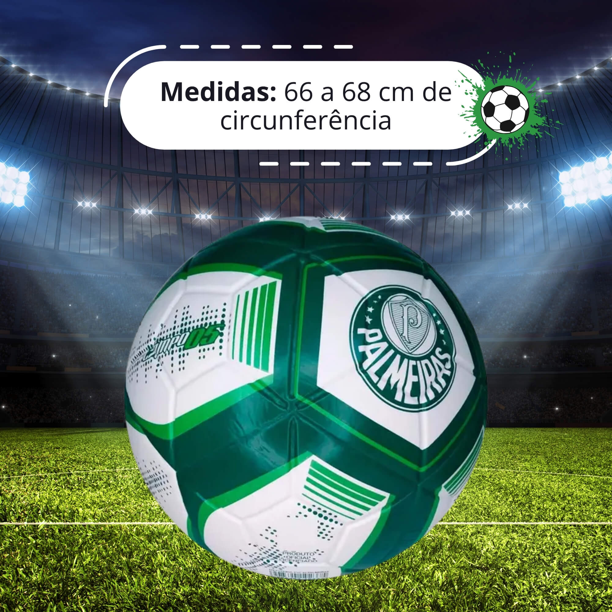 Bola de Futebol Nº5 PVC/PU Palmeiras Futebol e Magia - 426