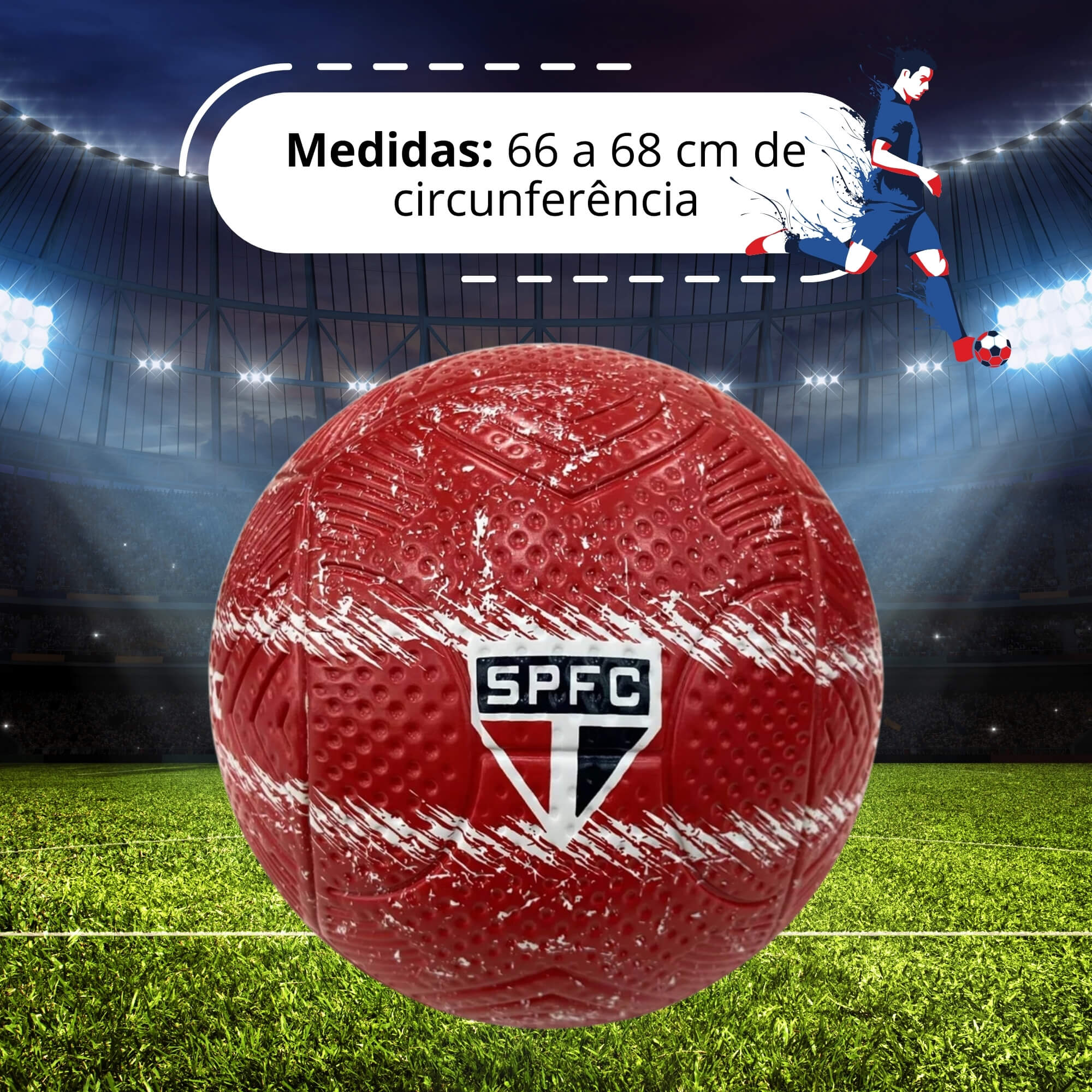 Bola de Futebol São Paulo PVC/PU Número 5 Futebol e Magia - 1705